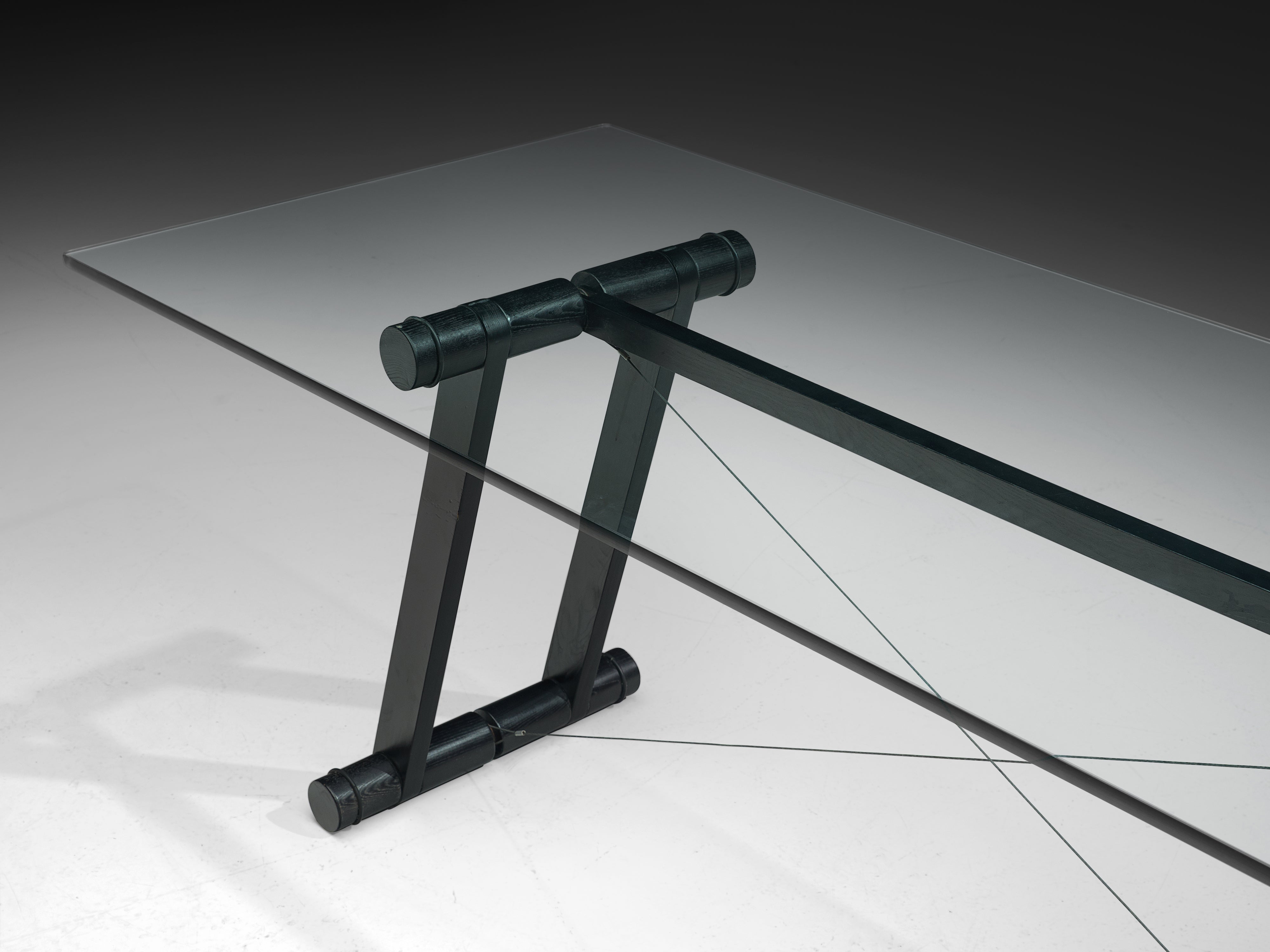 Superstudio 'Teso' Dining Table with Glass Top and Black Ash Base Tables Morentz