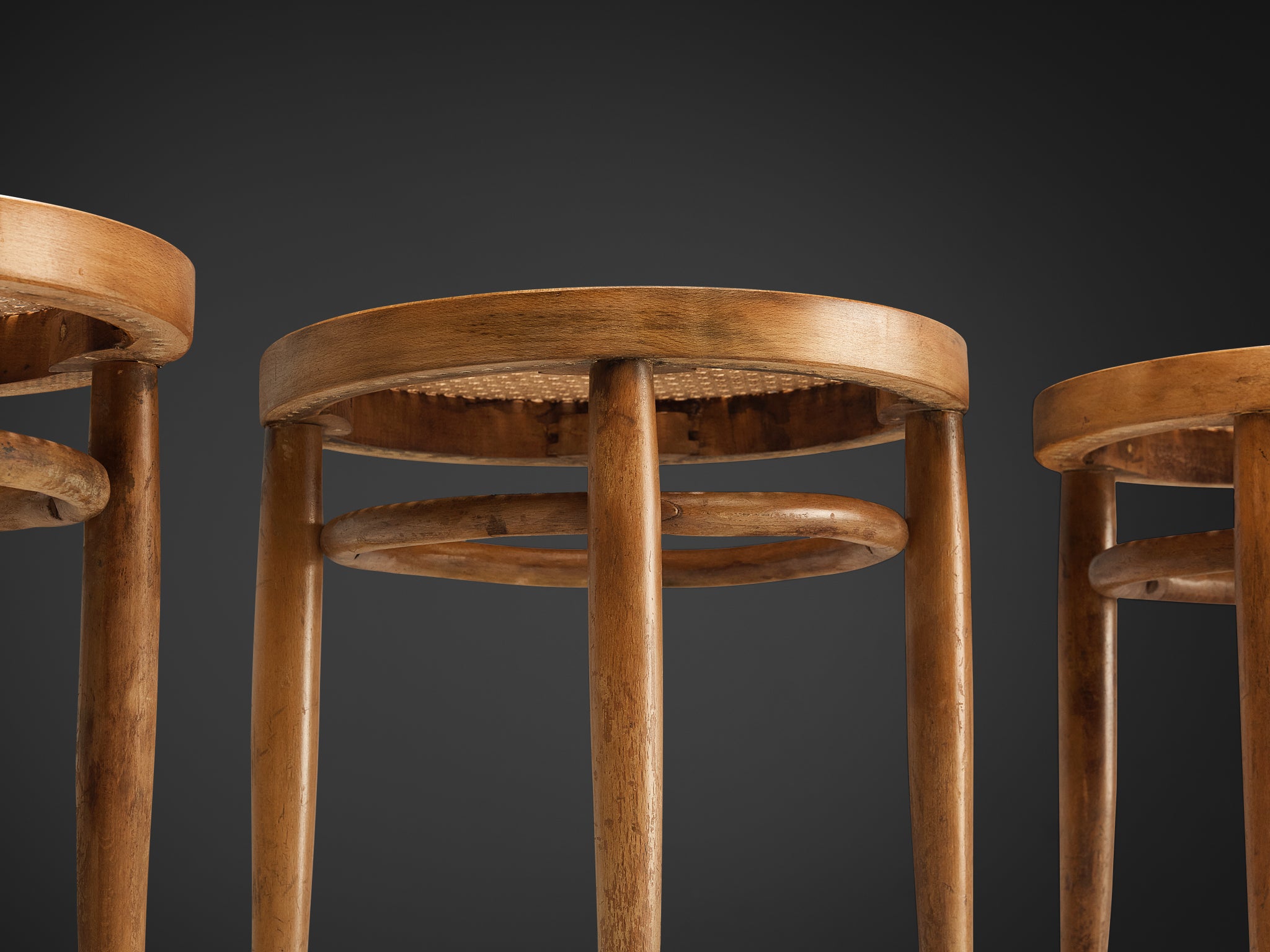 French Cafe Stools in Cane and Wood Seating Morentz