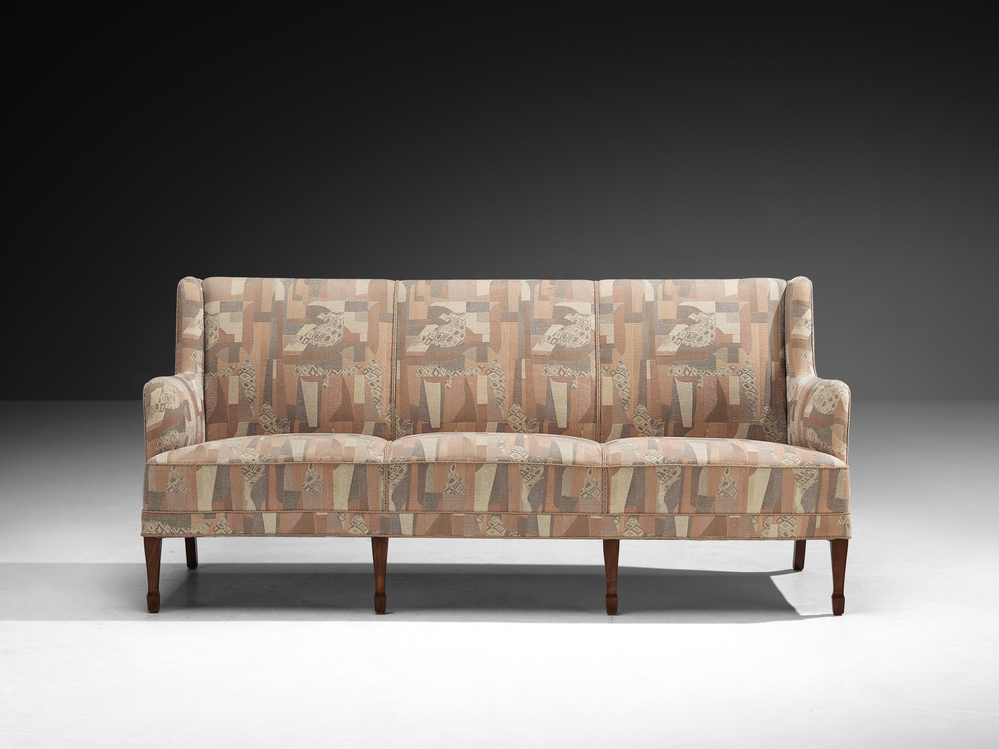 Frits Henningsen Three-Seat Sofa in Pastel Upholstery Seating Morentz