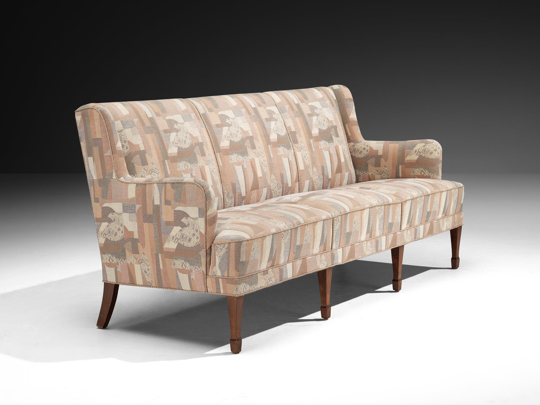 Frits Henningsen Three-Seat Sofa in Pastel Upholstery Seating Morentz