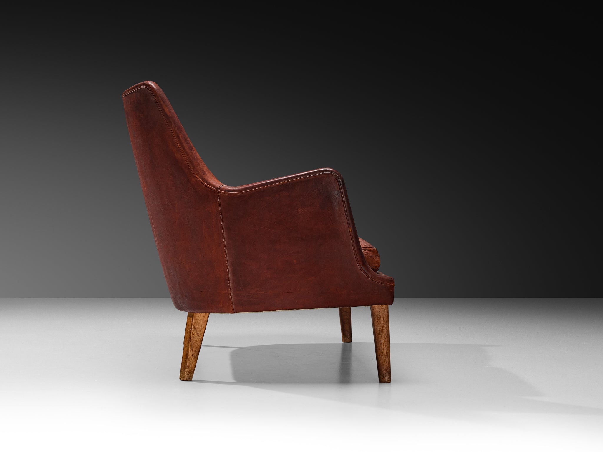 Arne Vodder Sofa in Patinated Cognac Leather Seating Morentz