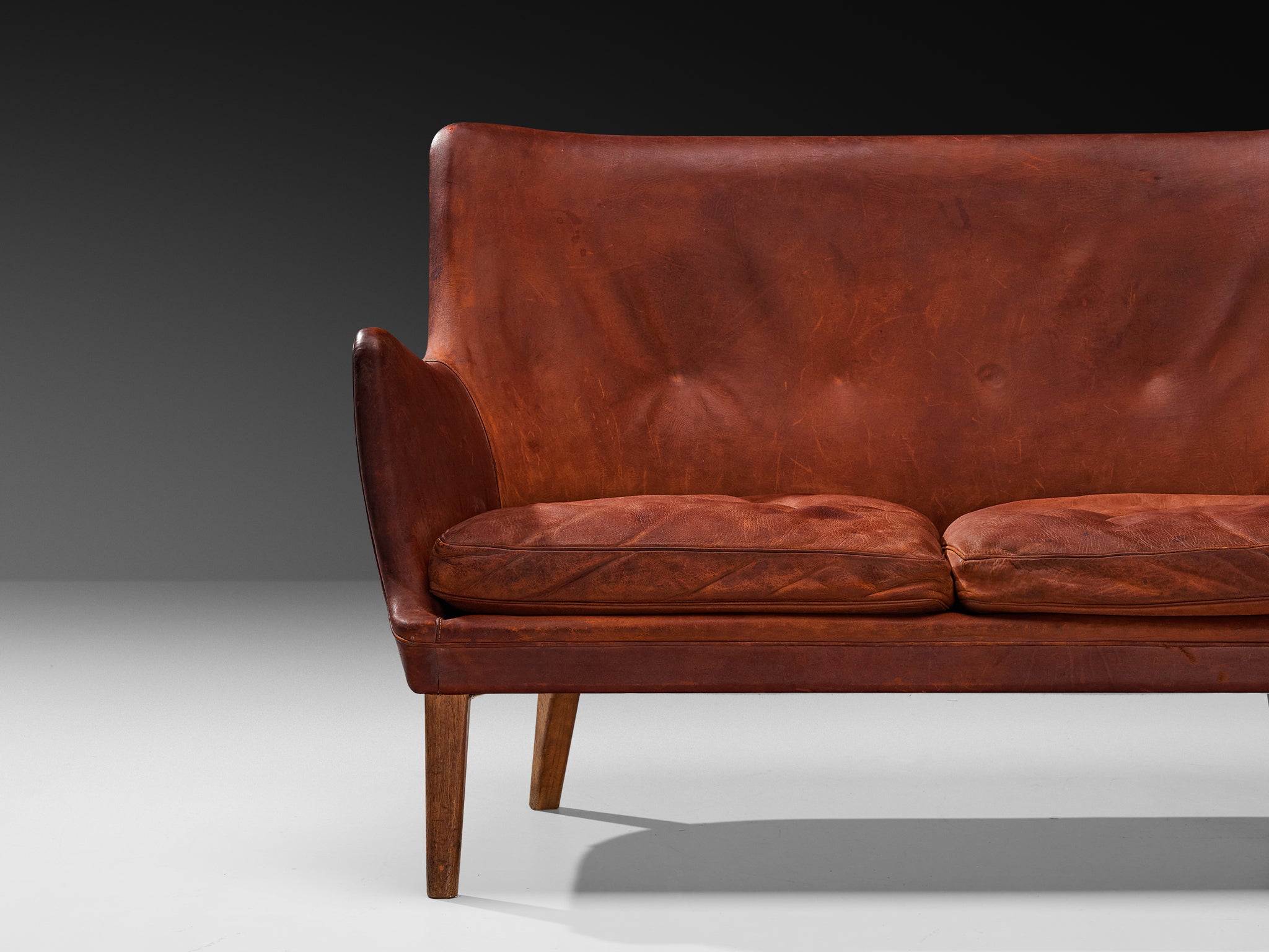 Arne Vodder Sofa in Patinated Cognac Leather Seating Morentz