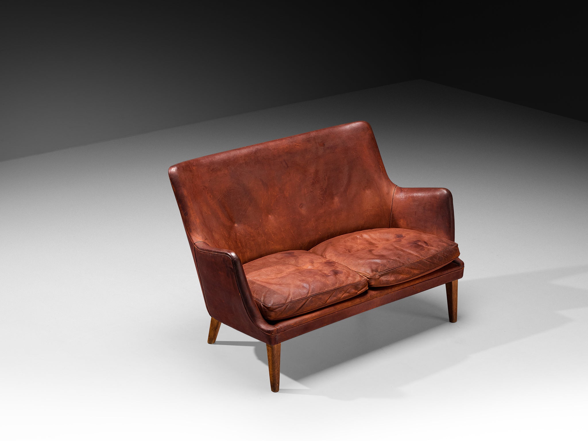 Arne Vodder Sofa in Patinated Cognac Leather Seating Morentz
