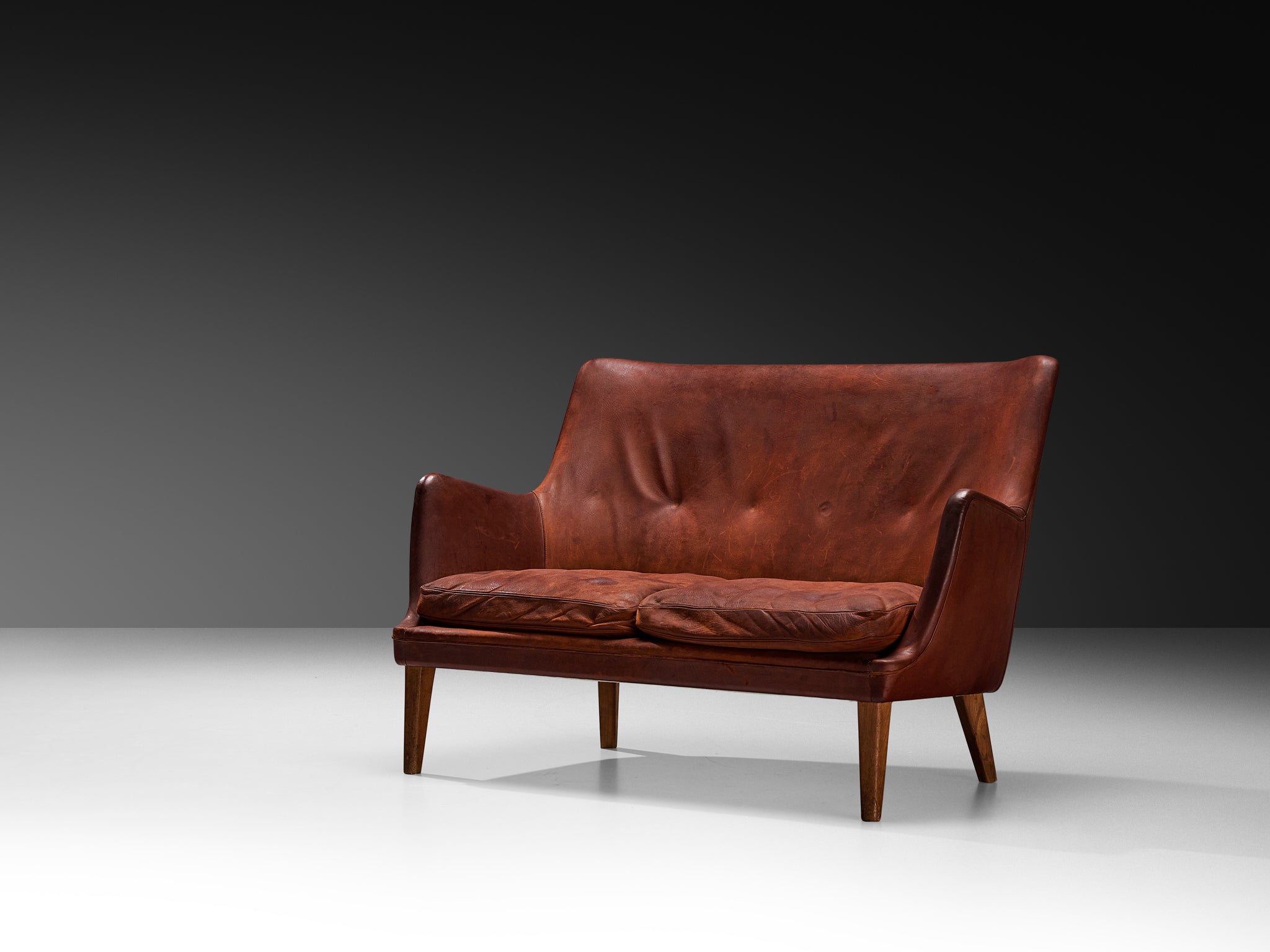 Arne Vodder Sofa in Patinated Cognac Leather Seating Morentz