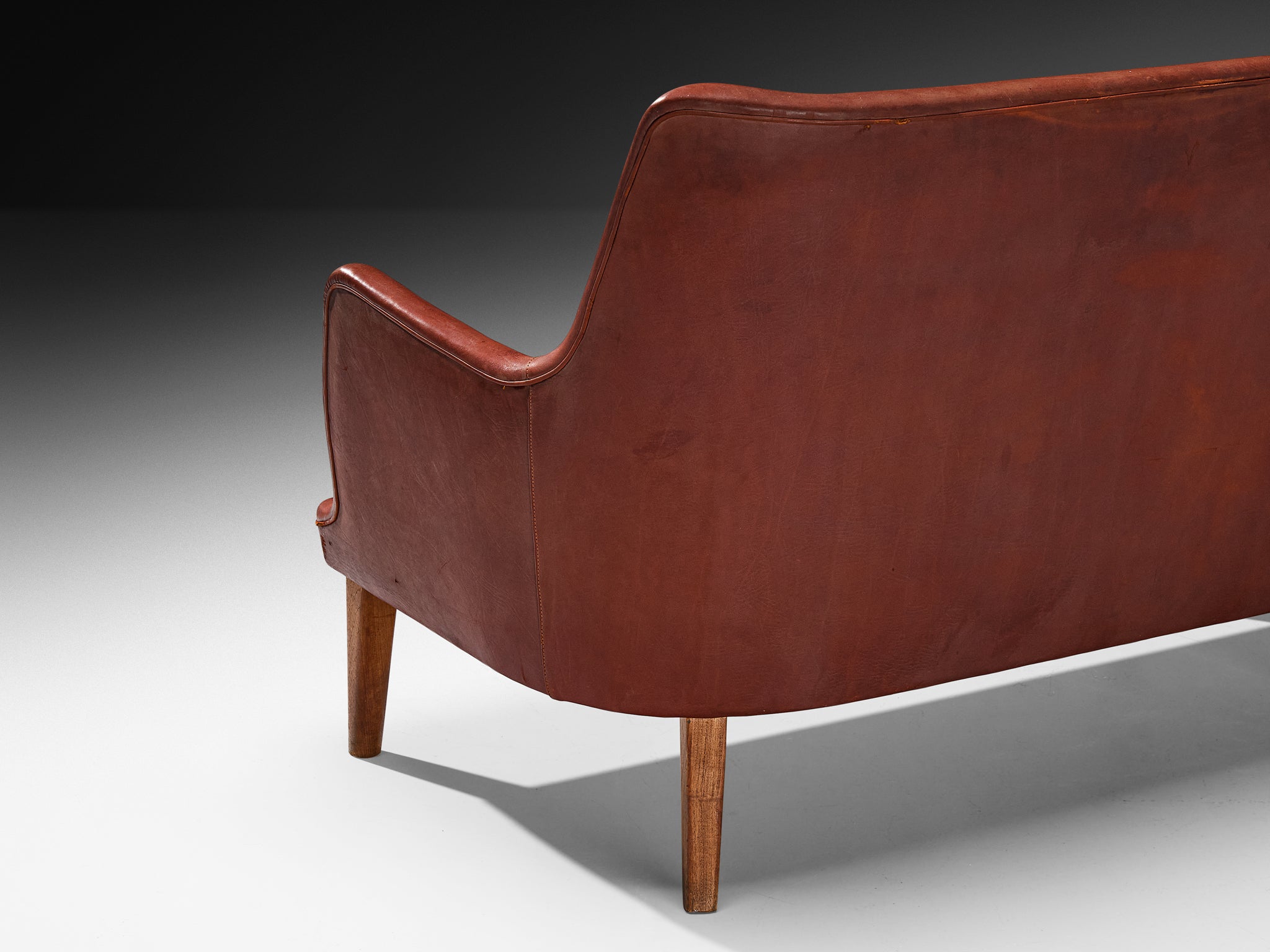 Arne Vodder Sofa in Patinated Cognac Leather Seating Morentz
