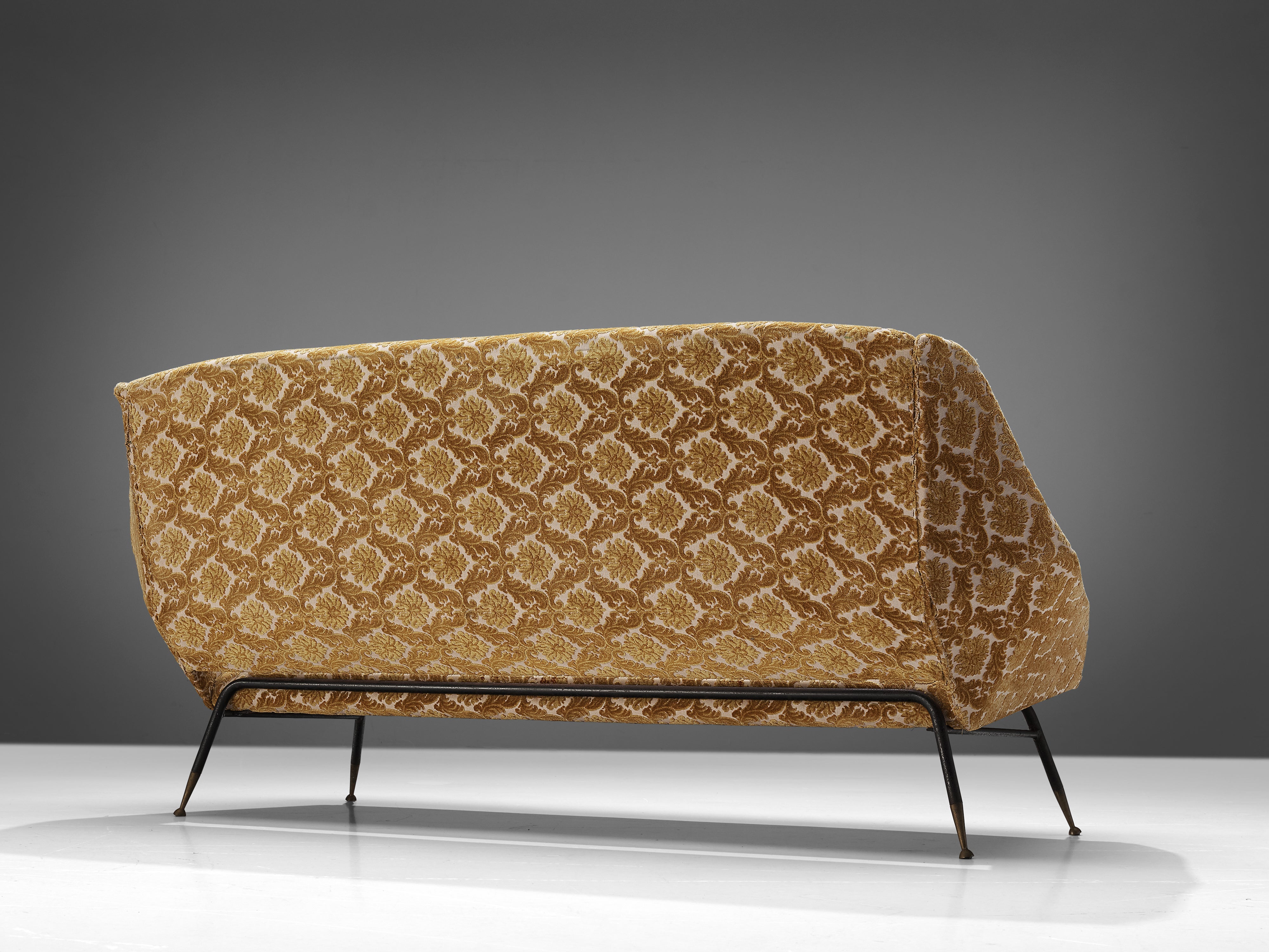 Delicate Italian Sofa in Patterned Yellow Upholstery seating Morentz