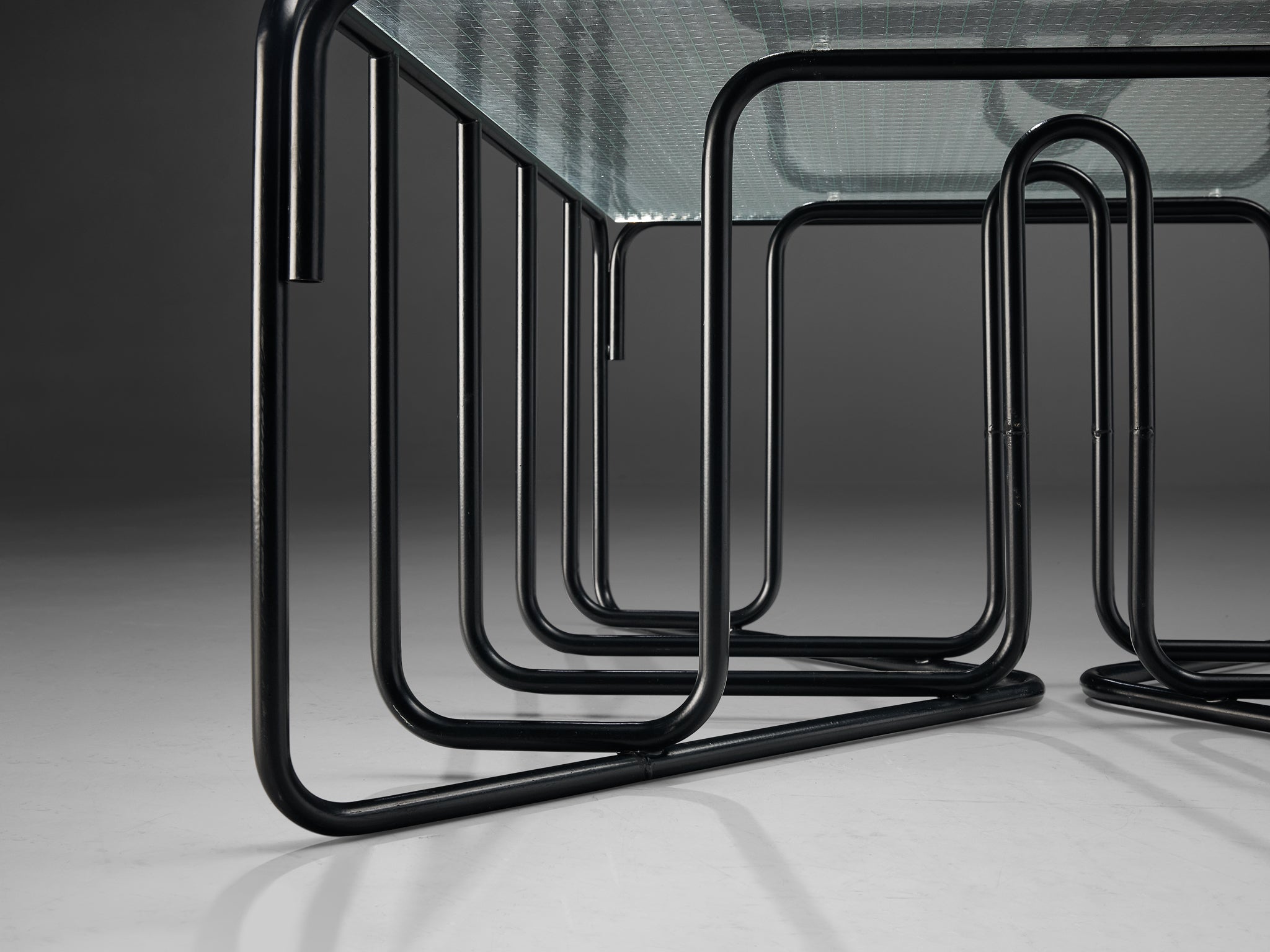 Dutch Black Tubular Coffee Table With Glass Top Tables Morentz