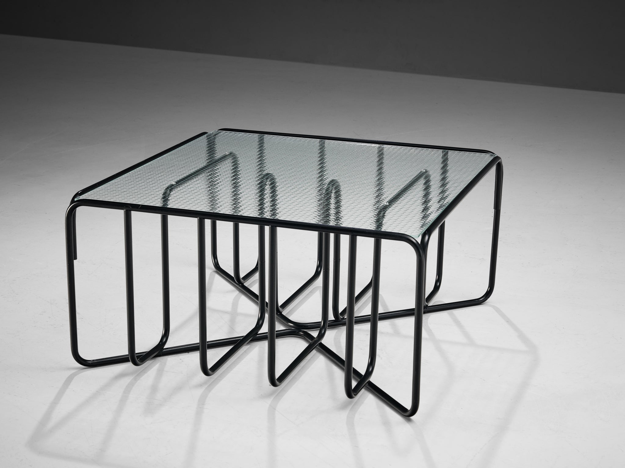 Dutch Black Tubular Coffee Table With Glass Top Tables Morentz