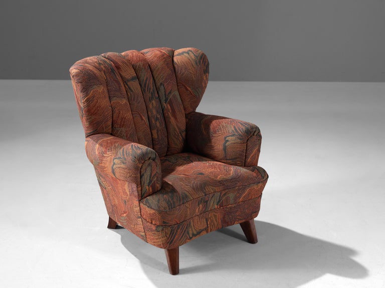 Danish Wingback Lounge Chair in Colorful Upholstery