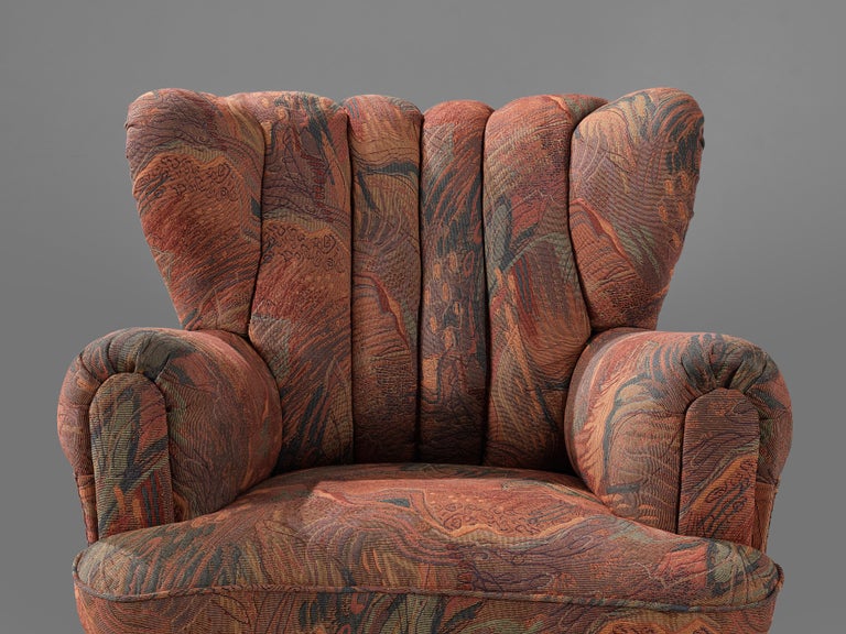 Danish Wingback Lounge Chair in Colorful Upholstery