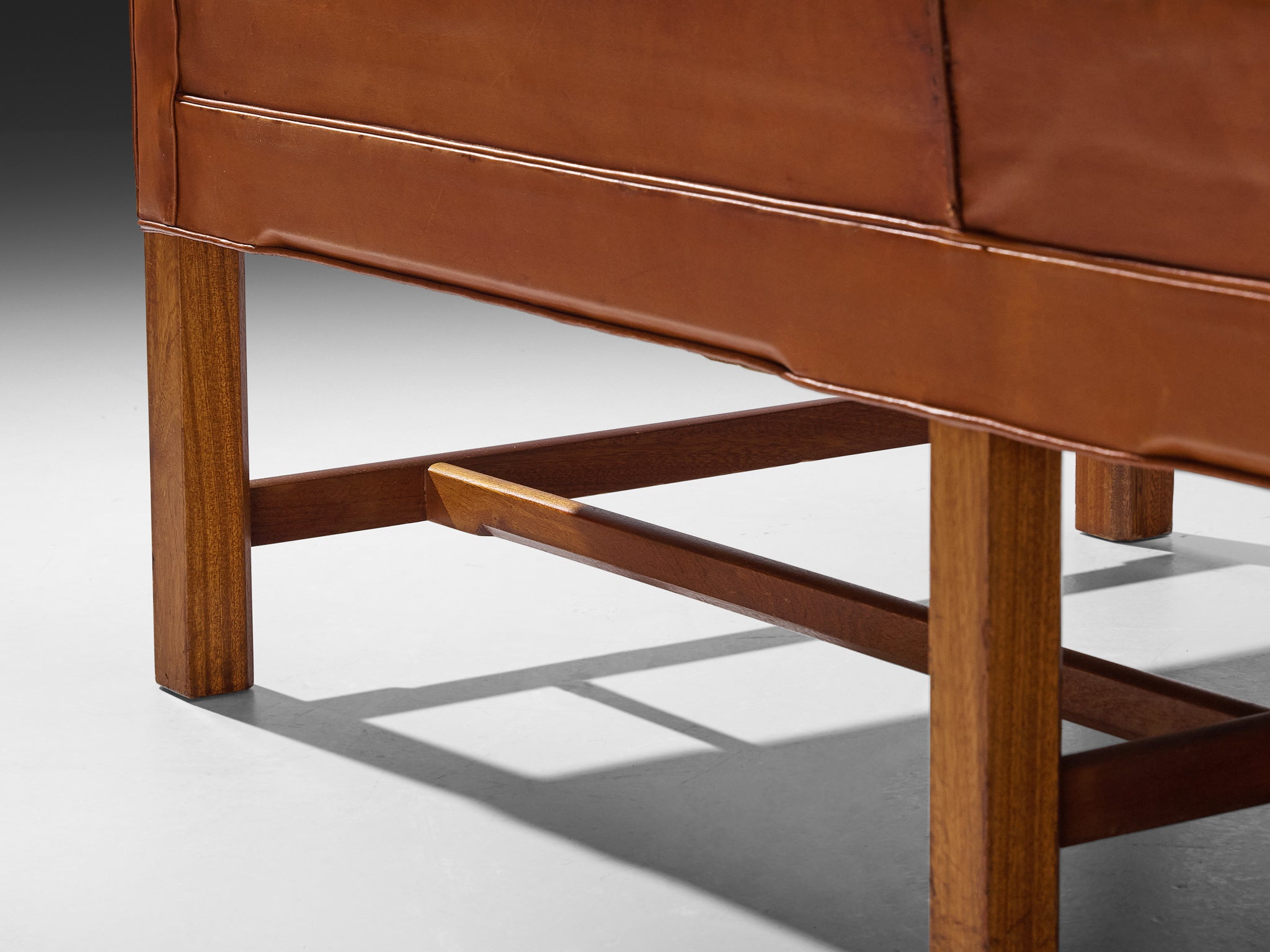 Kaare Klint for Rud Rasmussen Sofa '5011' in Cognac Leather and Mahogany Seating Morentz