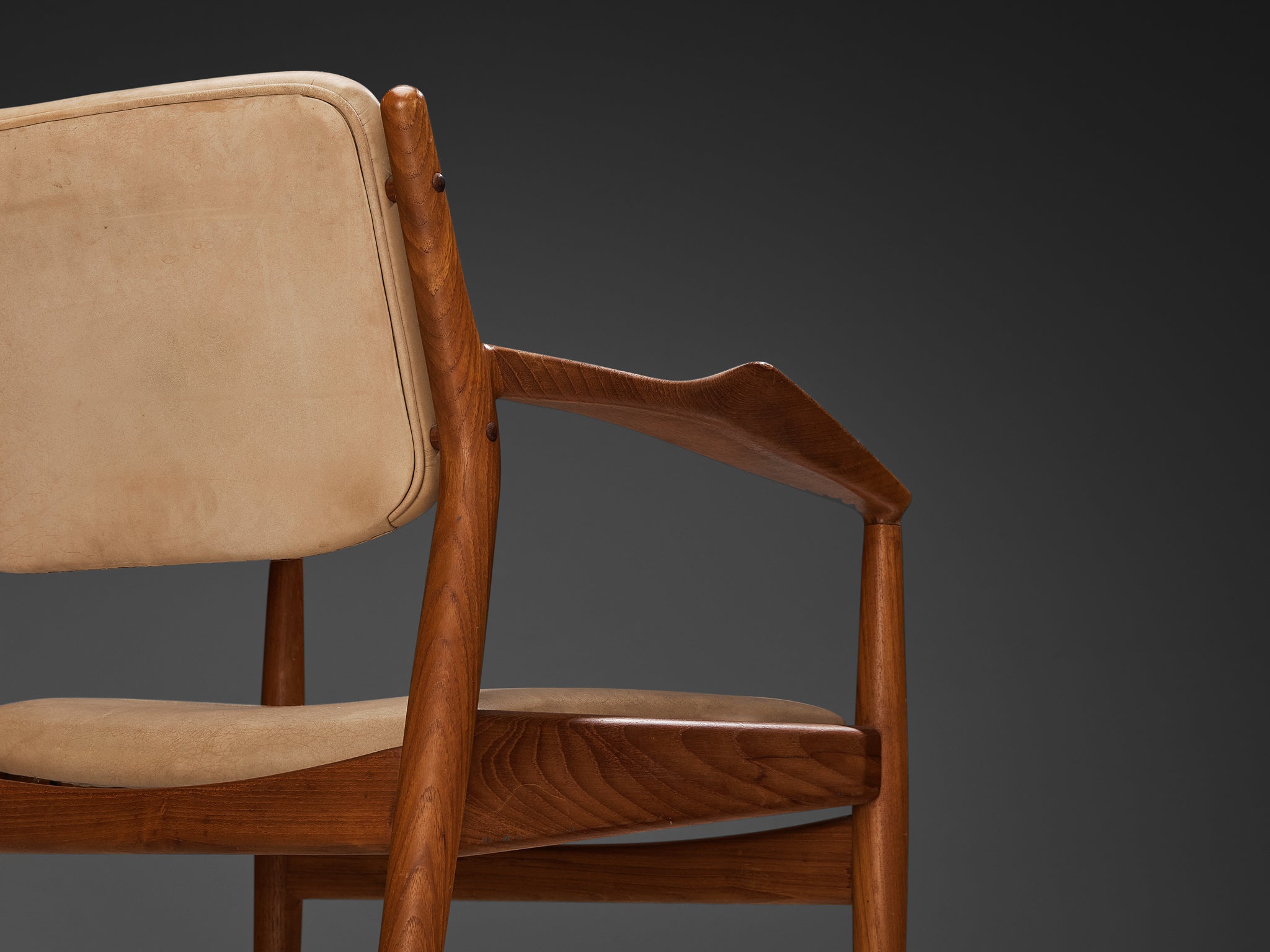 Arne Vodder for Sibast Armchairs in Teak and Beige Upholstery