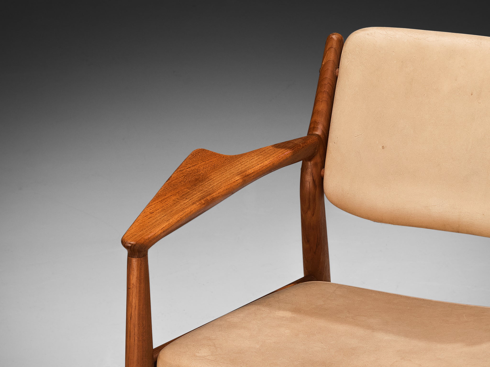 Arne Vodder for Sibast Armchairs in Teak and Beige Upholstery
