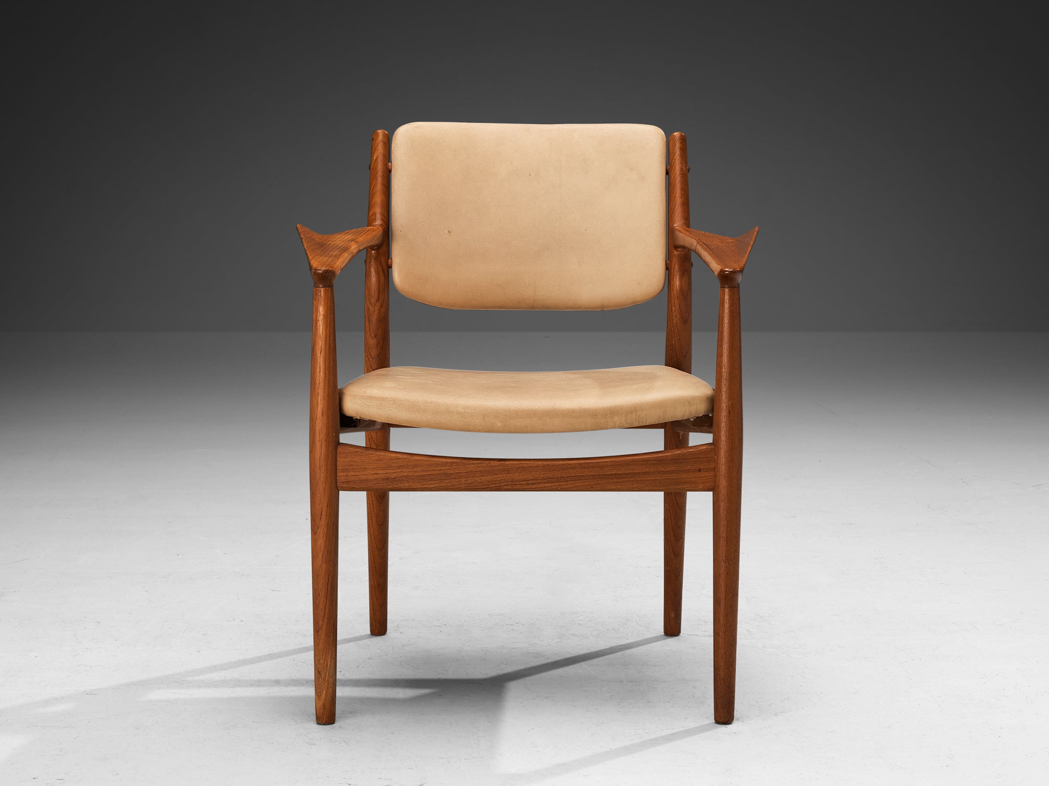 Arne Vodder for Sibast Armchairs in Teak and Beige Upholstery