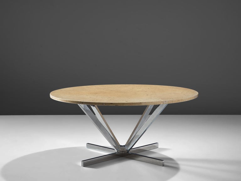 Architectural Coffee Table in Bianco Perlato Marble