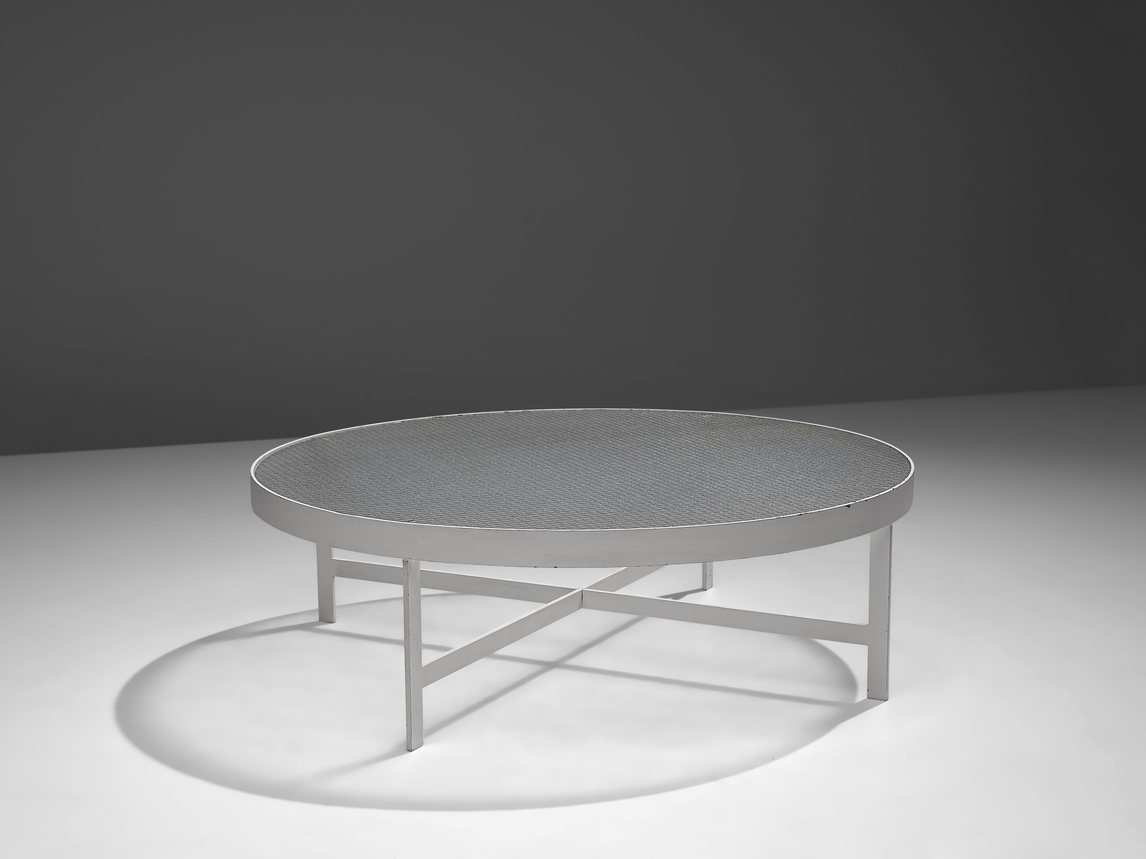 Janni Van Pelt Round Coffee Table in White Metal and Glass tables Morentz