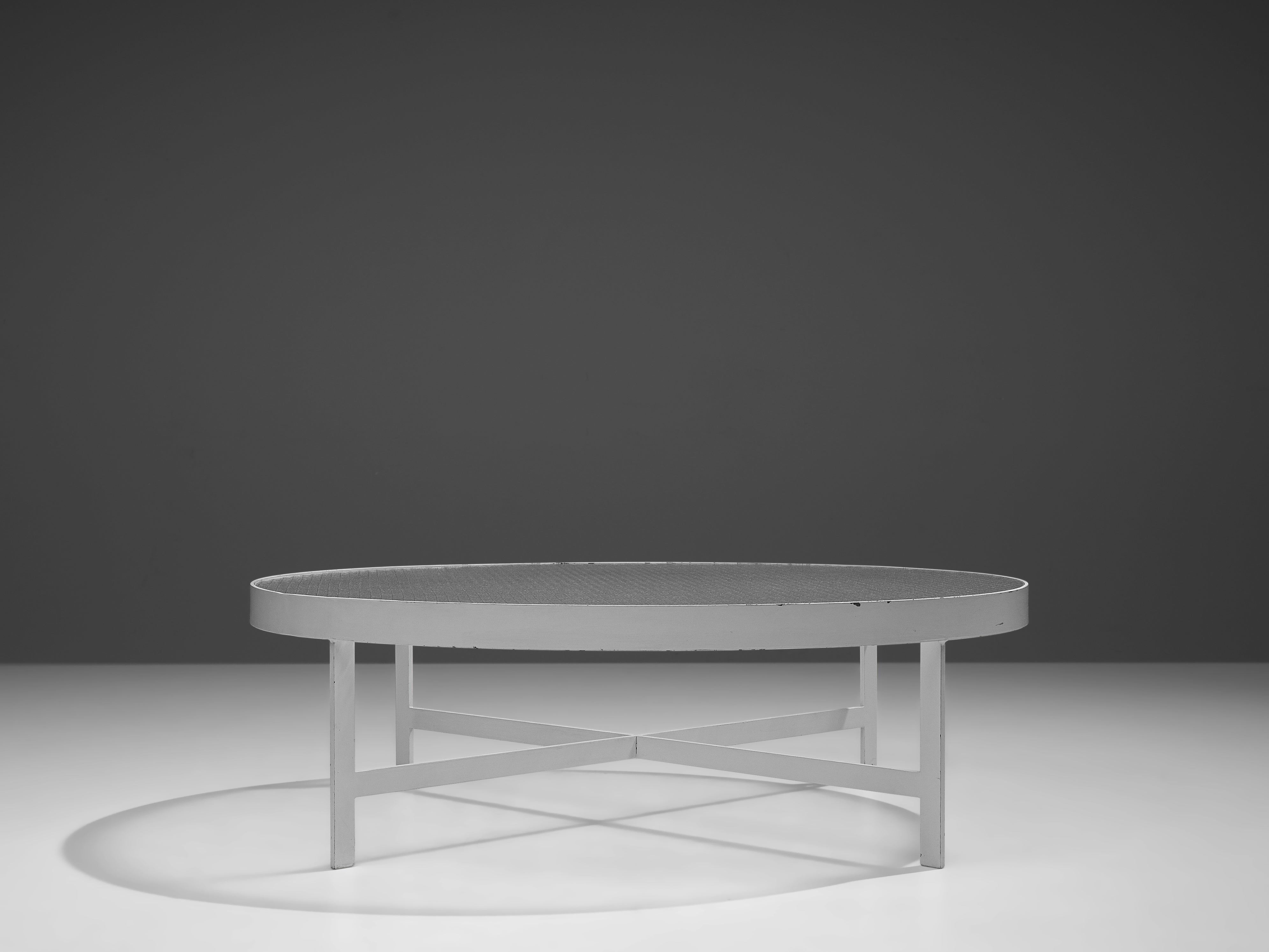 Janni Van Pelt Round Coffee Table in White Metal and Glass tables Morentz