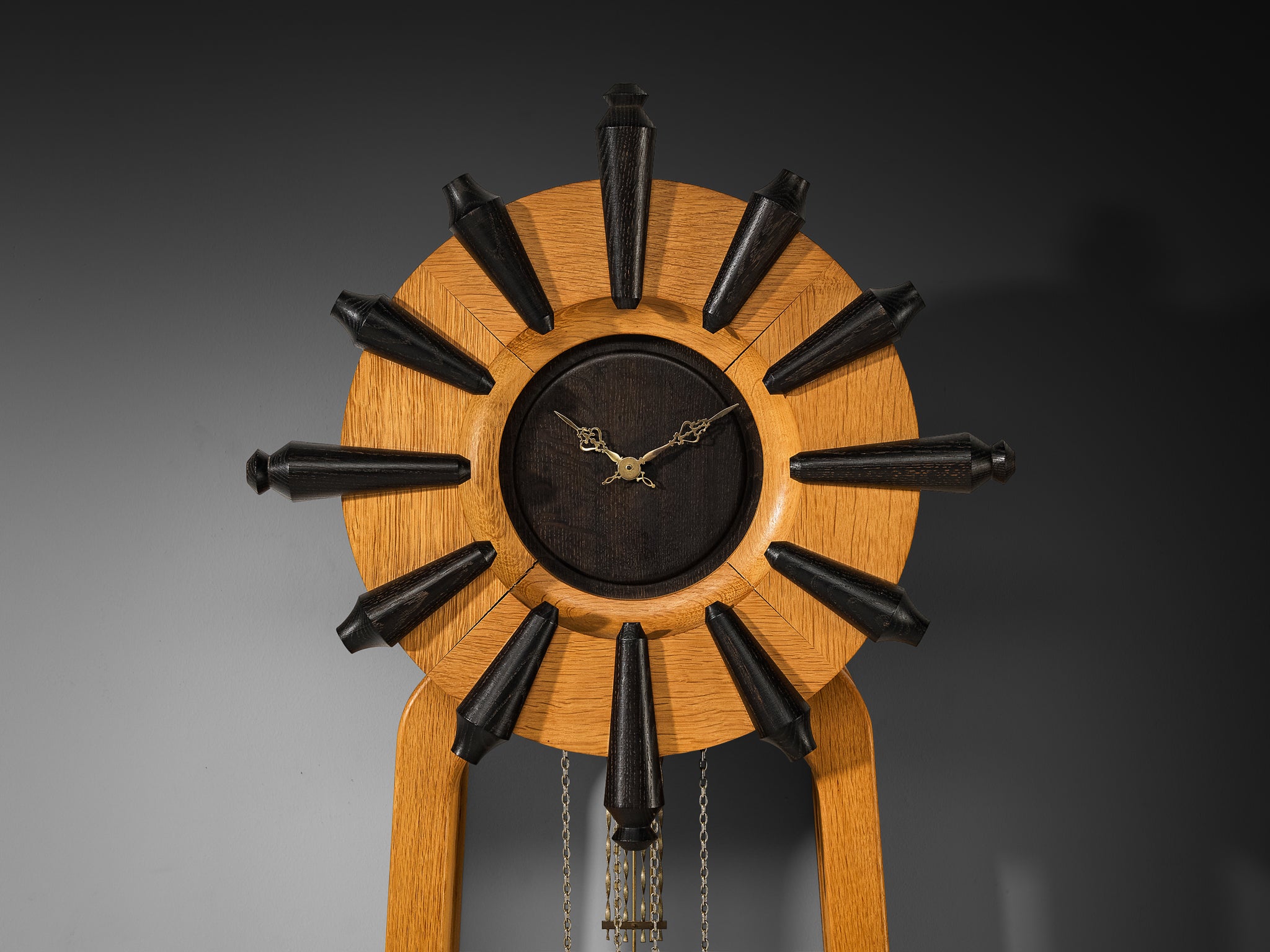 Guillerme & Chambron Longcase Clock in Oak with Brass Accents