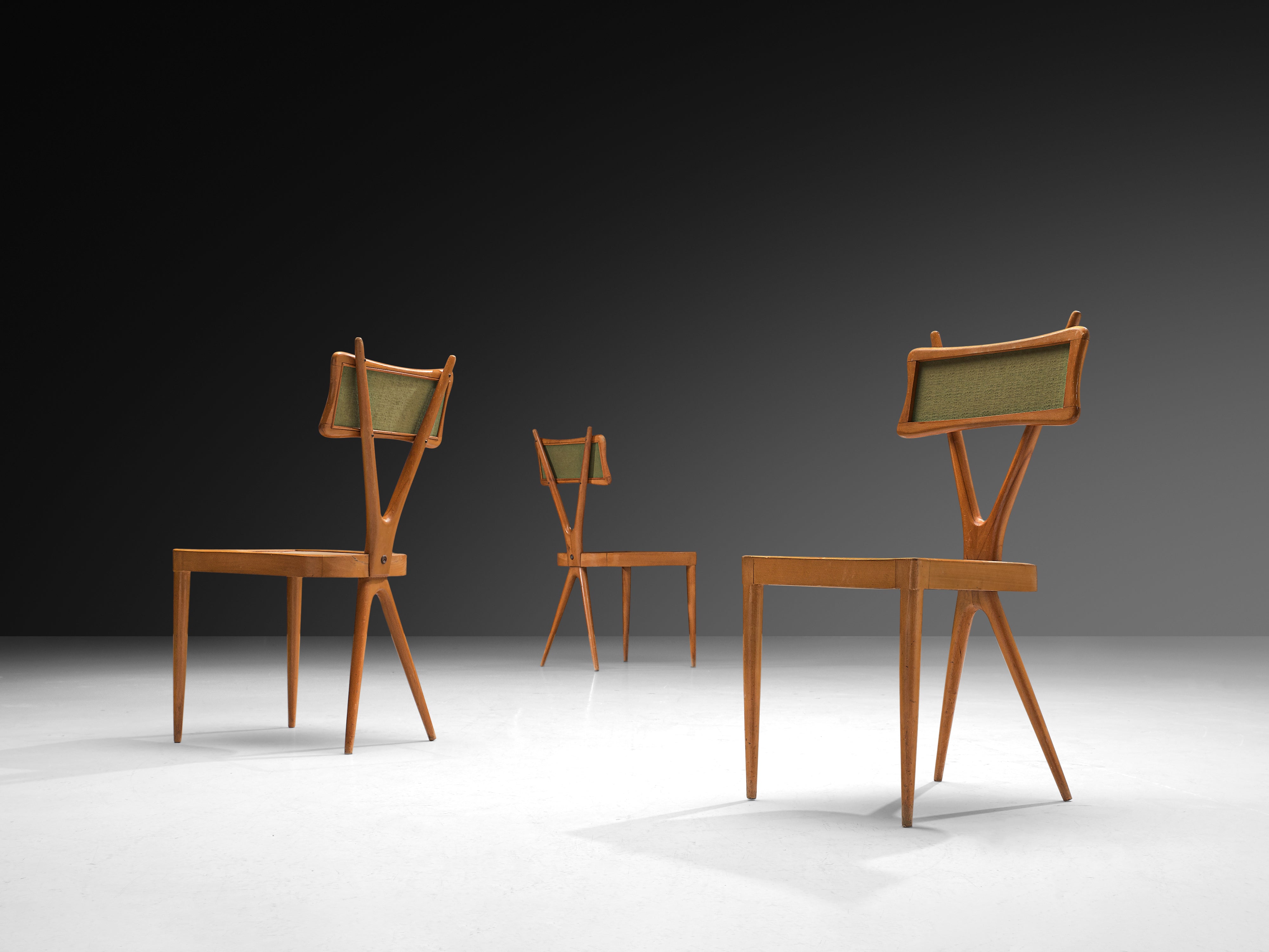 Gianni Vigorelli Set of Four Italian Dining Chairs with Crossed Backrests Seating Morentz