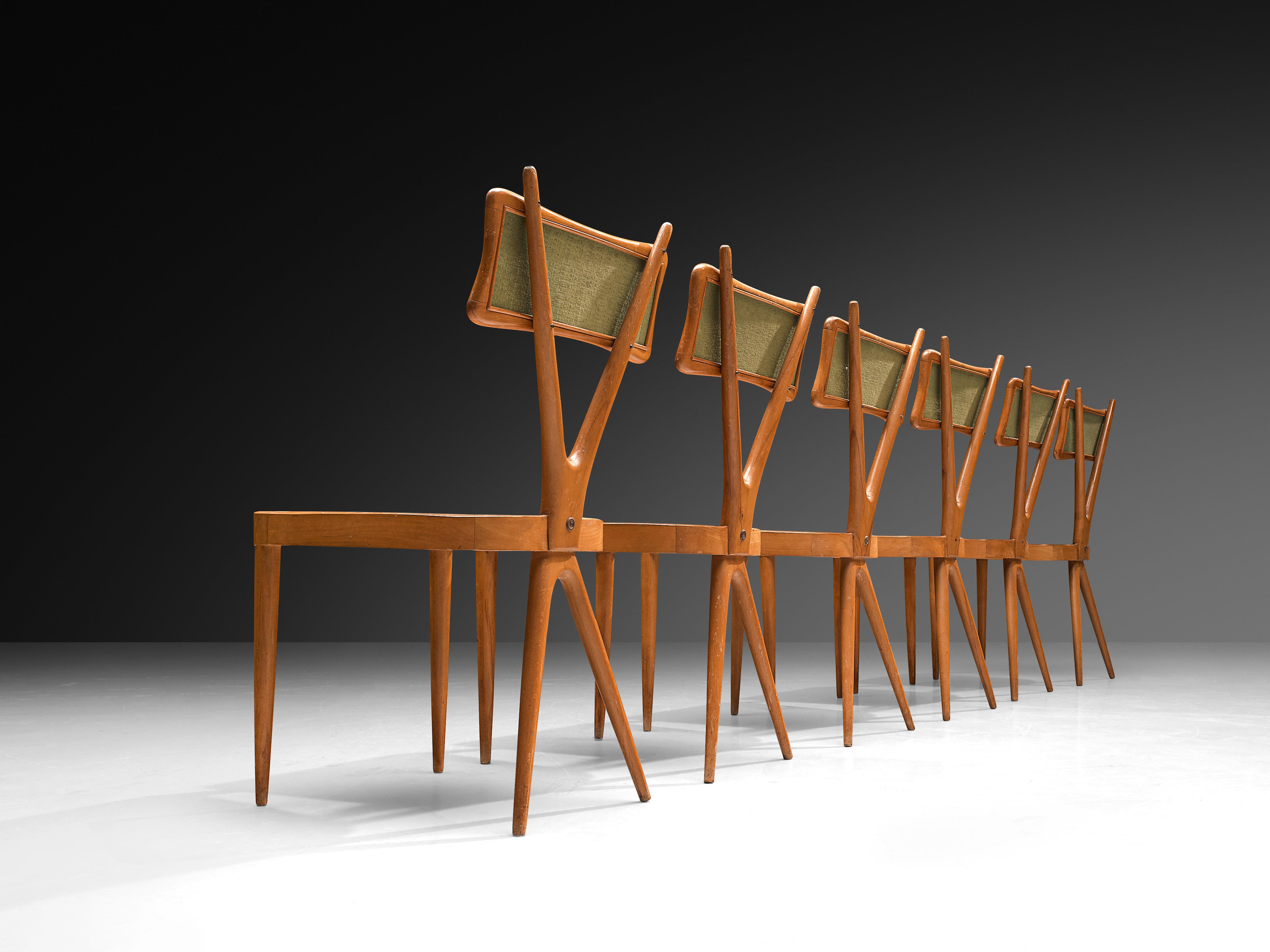 Gianni Vigorelli Set of Four Italian Dining Chairs with Crossed Backrests Seating Morentz