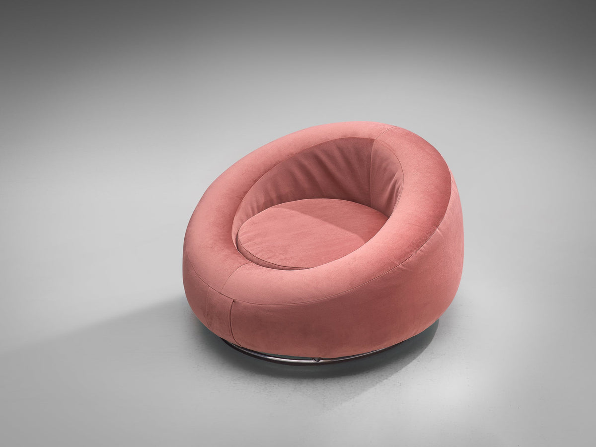 Circular Club Chair in Pink Velvet