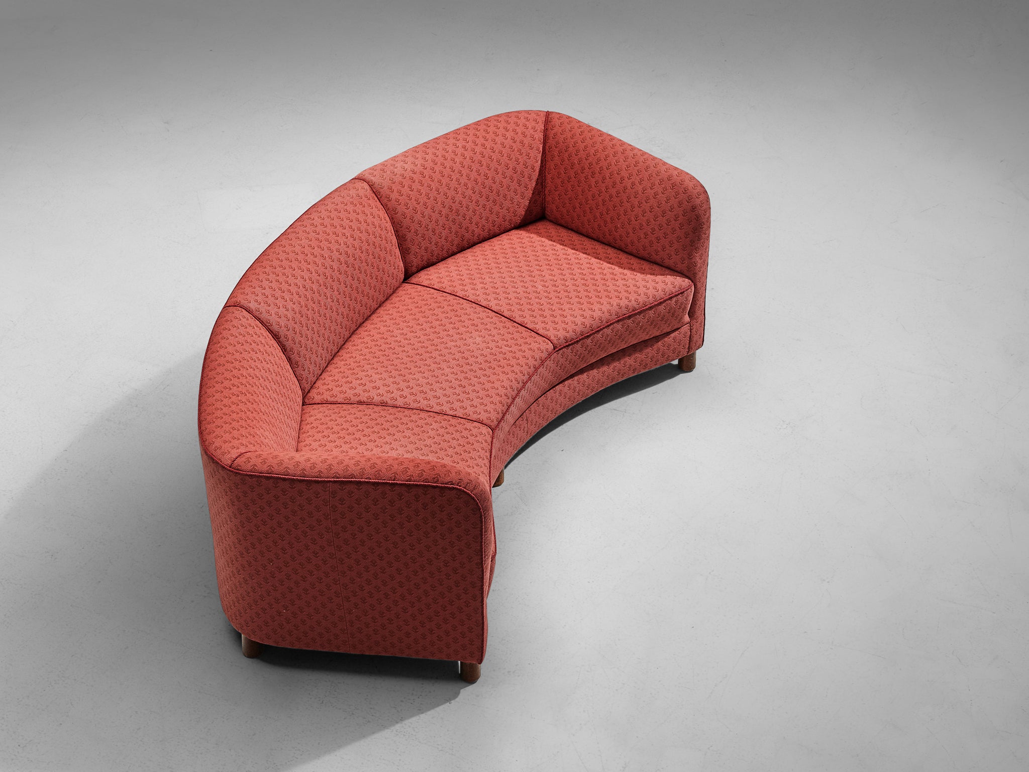 Danish Curved Sofa in Floral Red Upholstery Seating Morentz