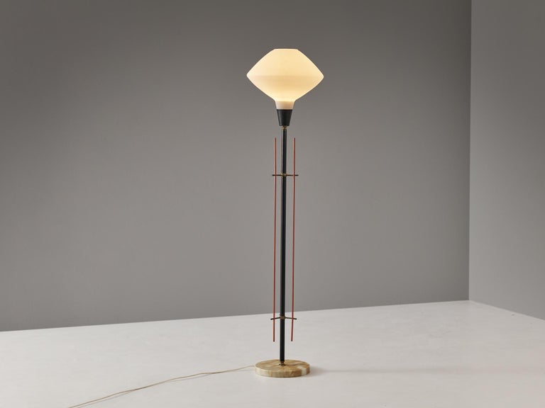 Italian Floor lamp with Red Detailing and Marble Base