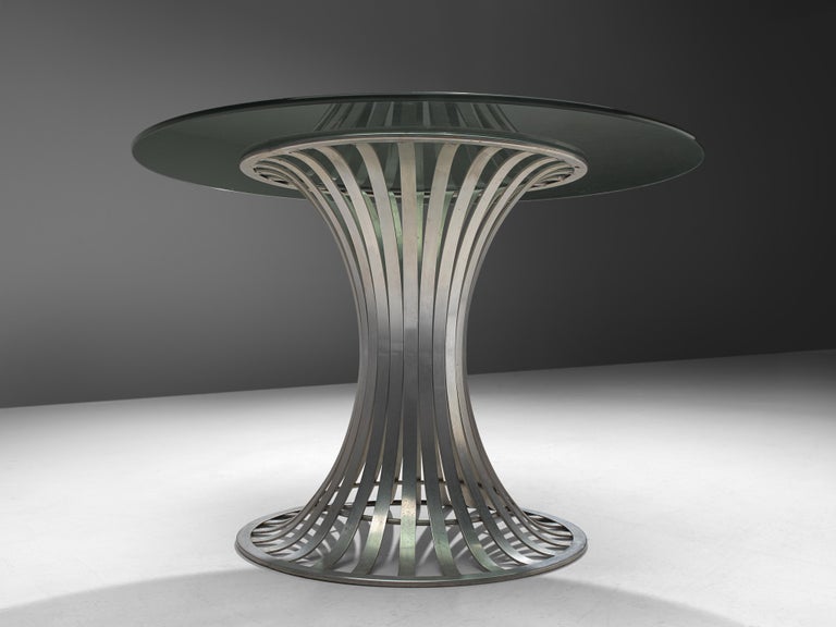 Herbert Saiger for Woodard Round Dining Table in Aluminum and Glass