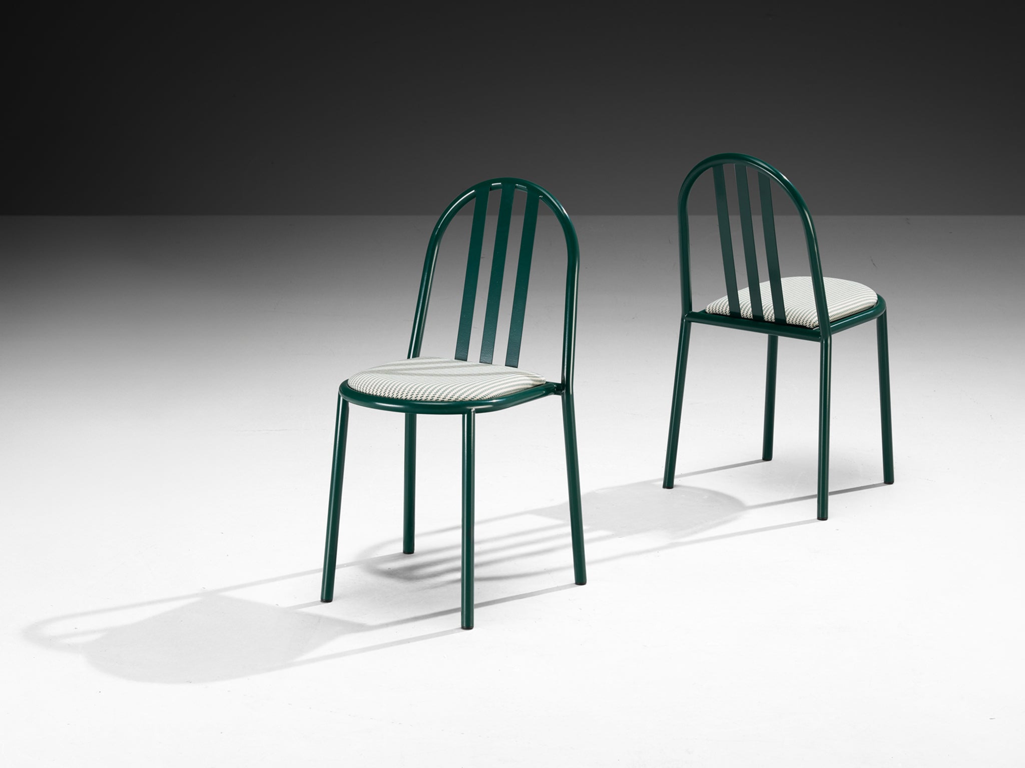 Pair of Forest Green Tubular Steel Chairs by Robert Mallet-Stevens Seating Morentz