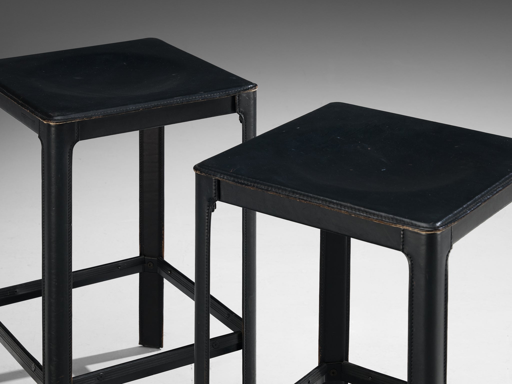 Matteo Grassi Bar Stools in Dark Grey Leather Seating Morentz