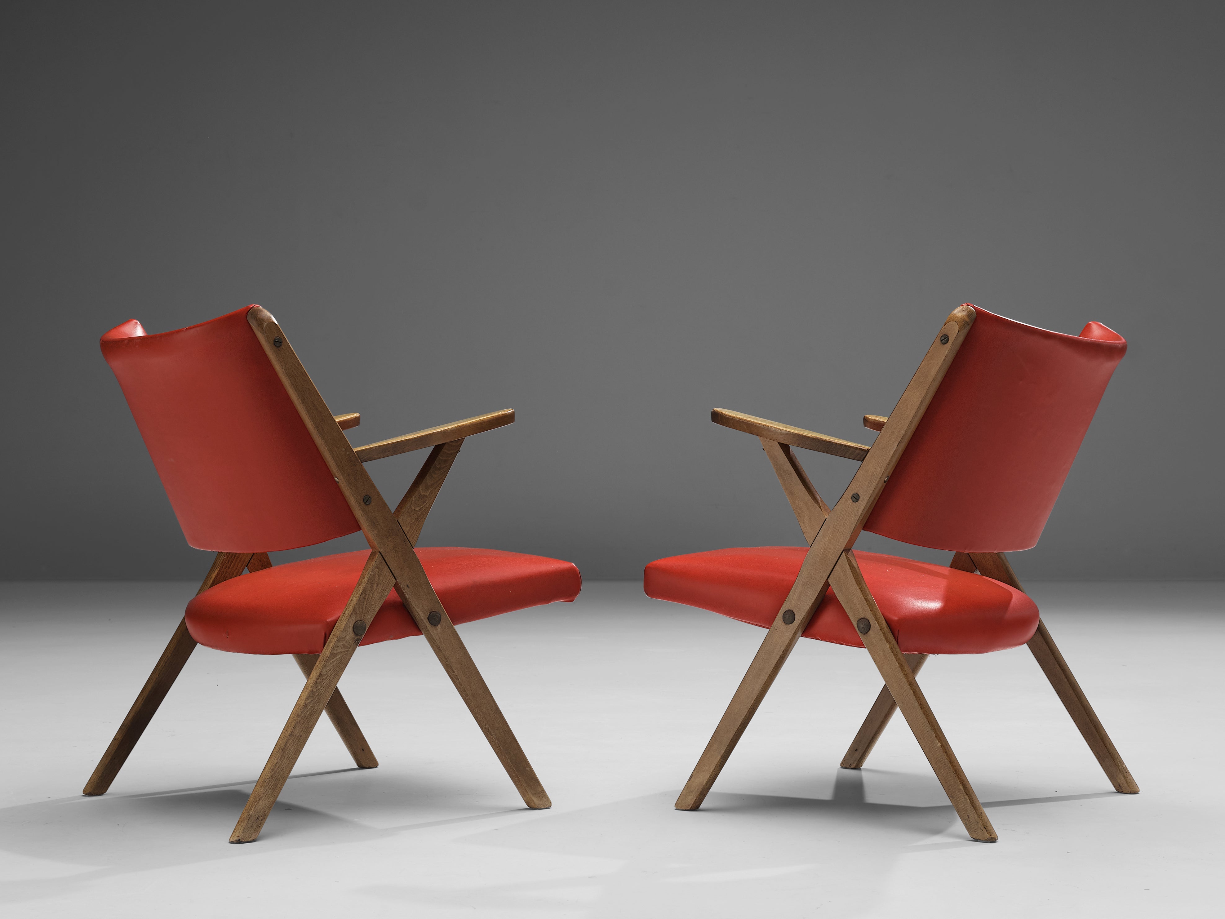 Italian Easy Chairs in Bright Red seating Morentz