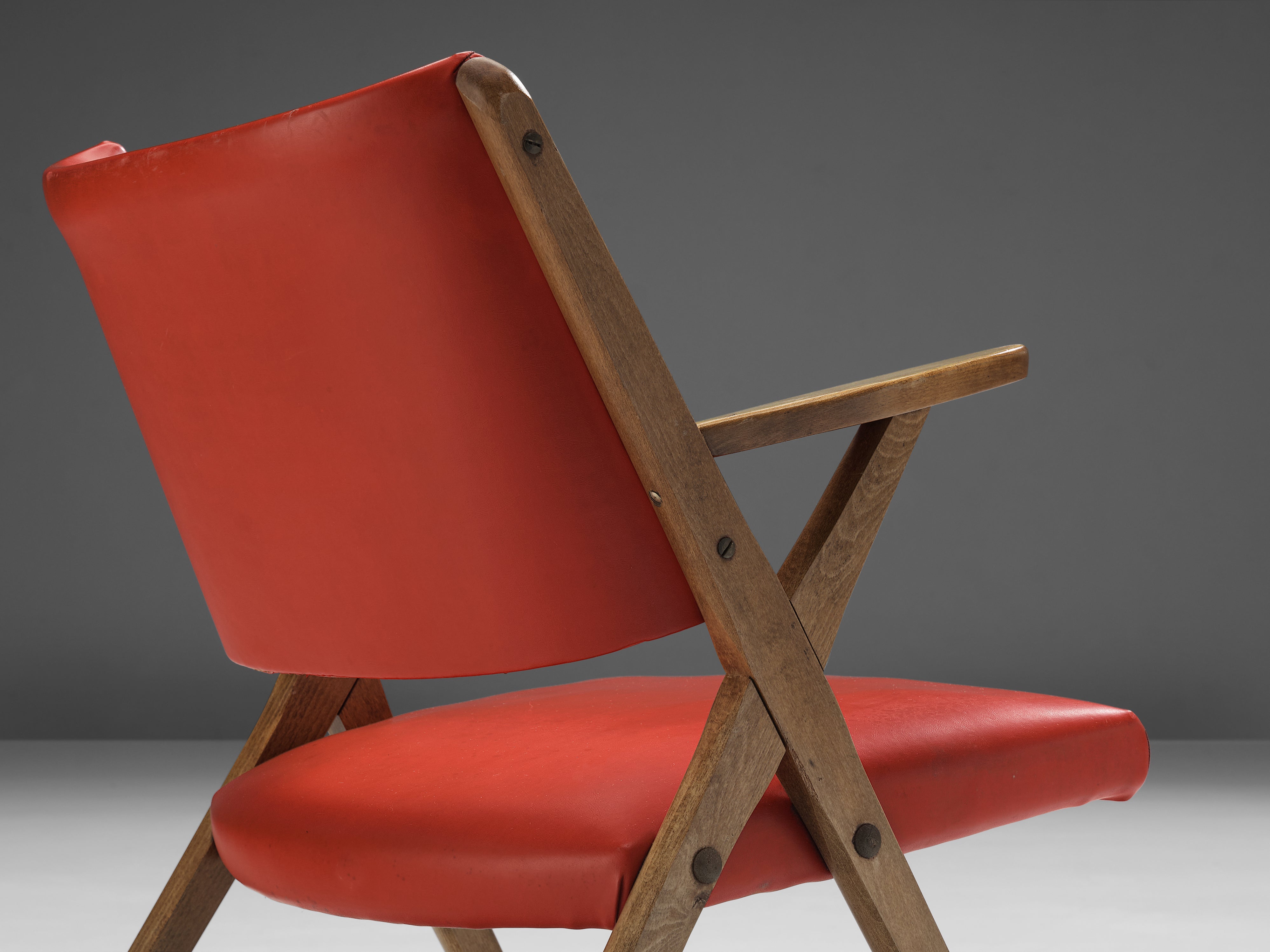Italian Easy Chairs in Bright Red seating Morentz