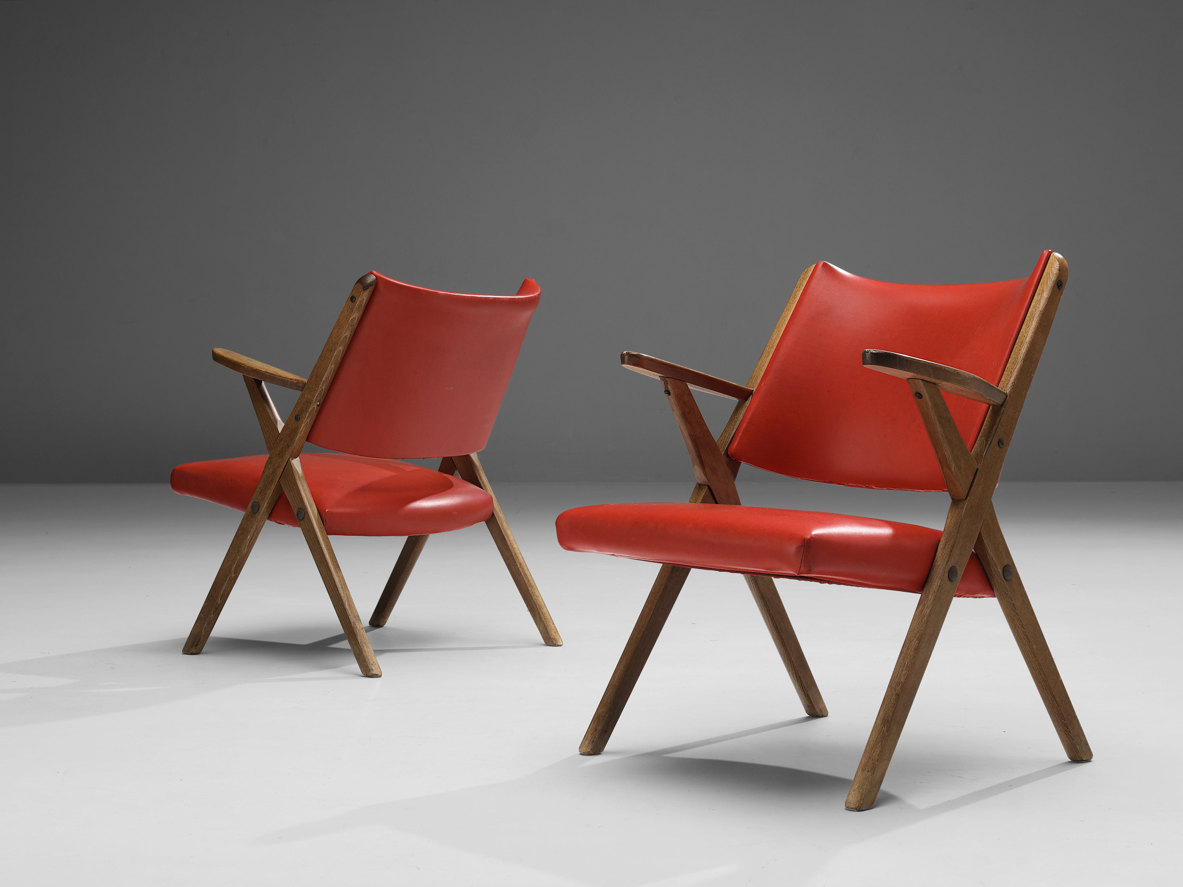 Italian Armchairs in Bright Red Seating Morentz