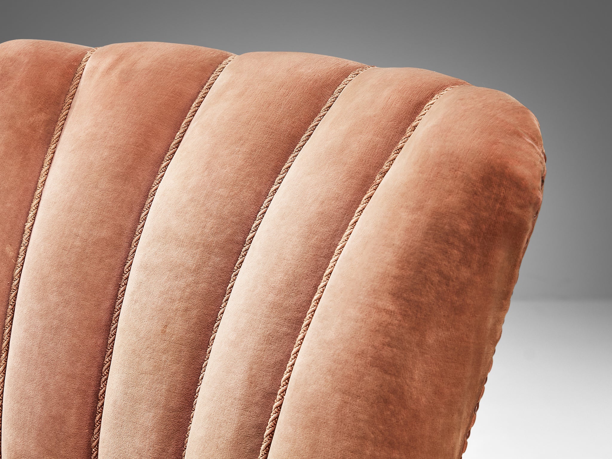 European Dining Chairs in Soft Pink Velvet Upholstery and Wood seating Morentz