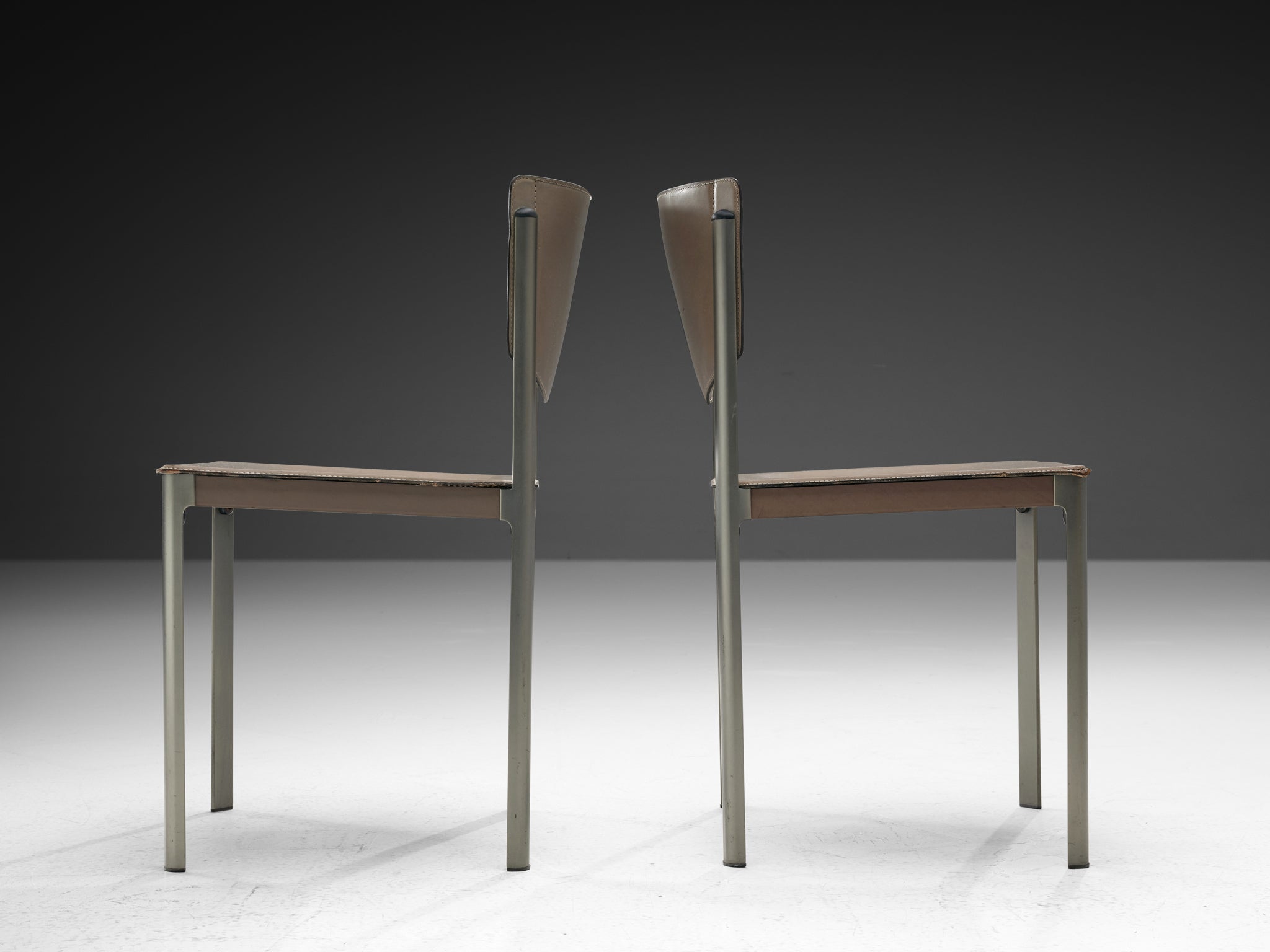 Matteo Grassi Dining Chairs in Leather and Steel