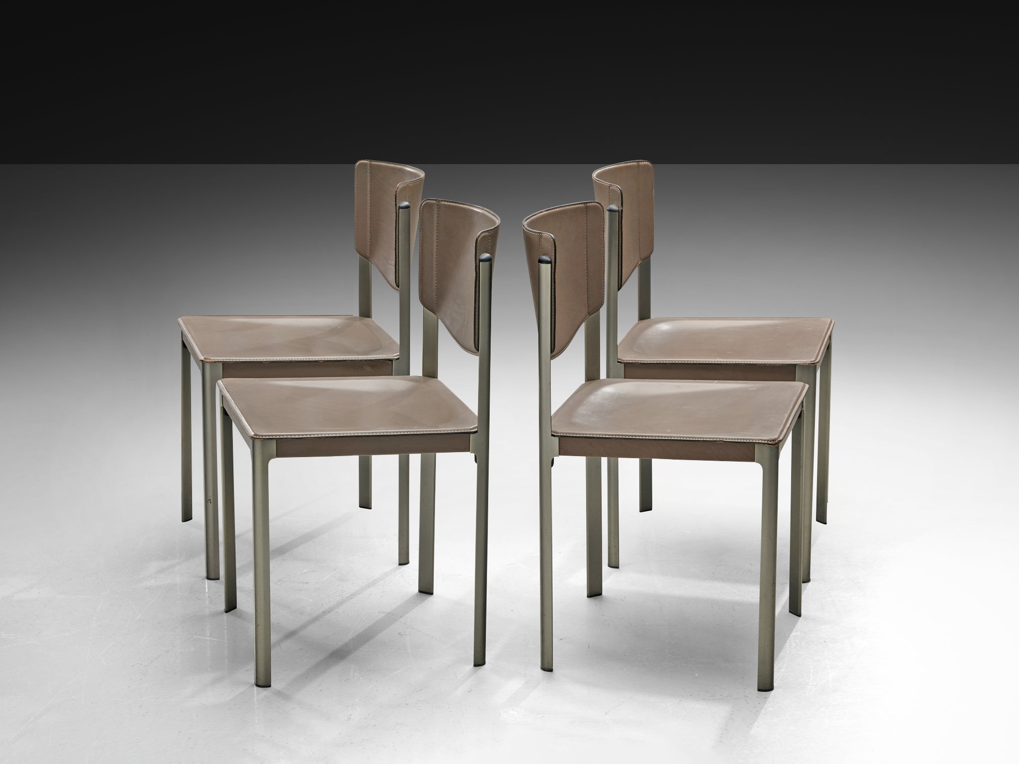 Matteo Grassi Dining Chairs in Leather and Steel
