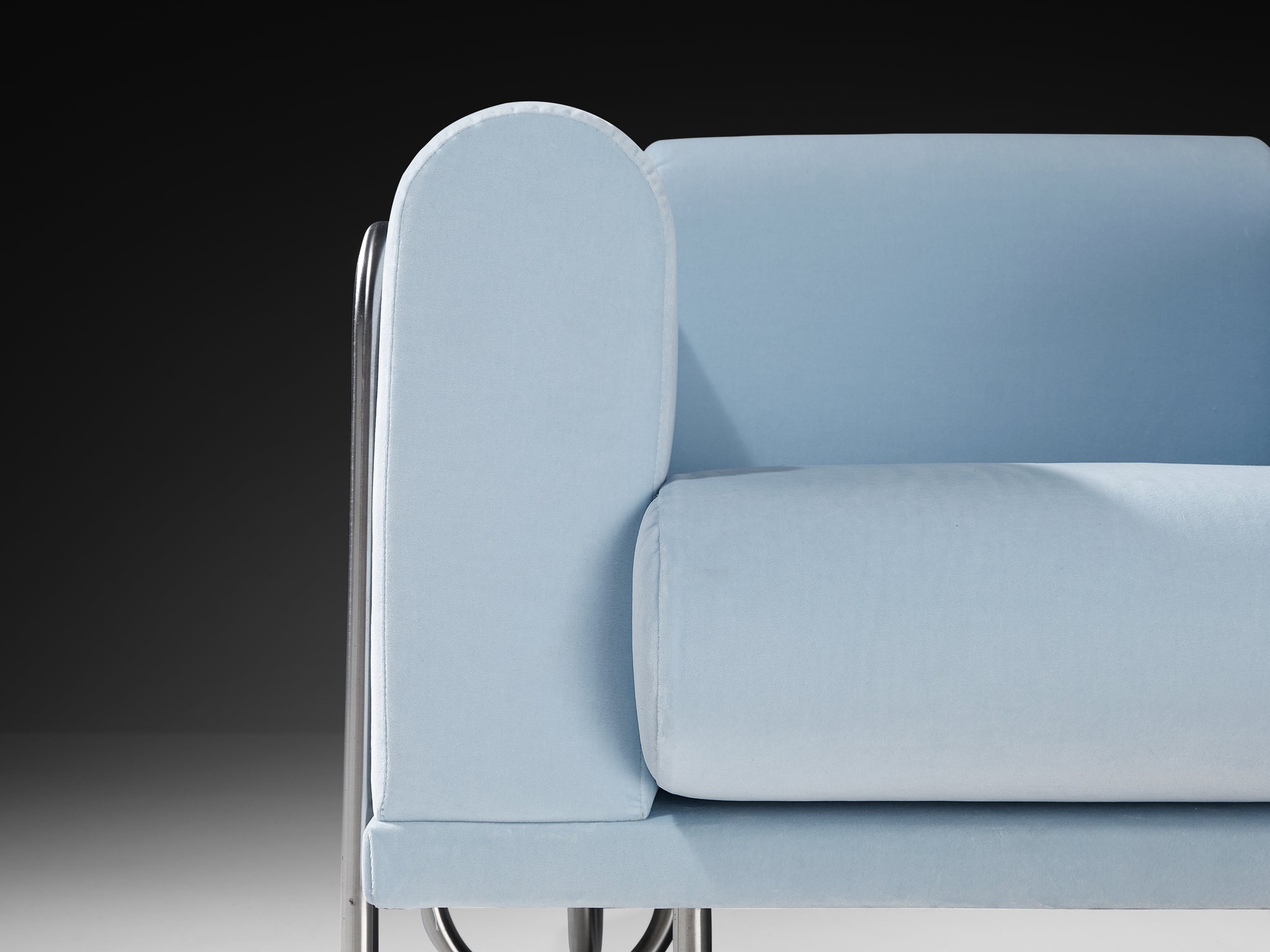 Byron Botker for Landes Lounge Chairs in Light Blue Velvet Seating Morentz