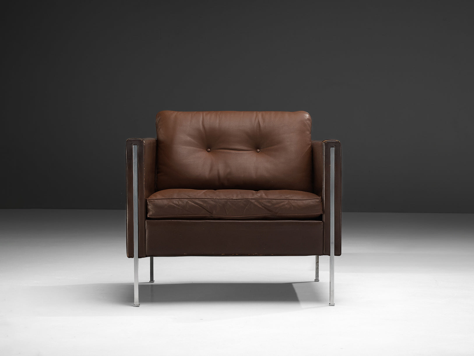 Pierre Paulin for Artifort Armchair Model '442' in Brown Leather seating Morentz