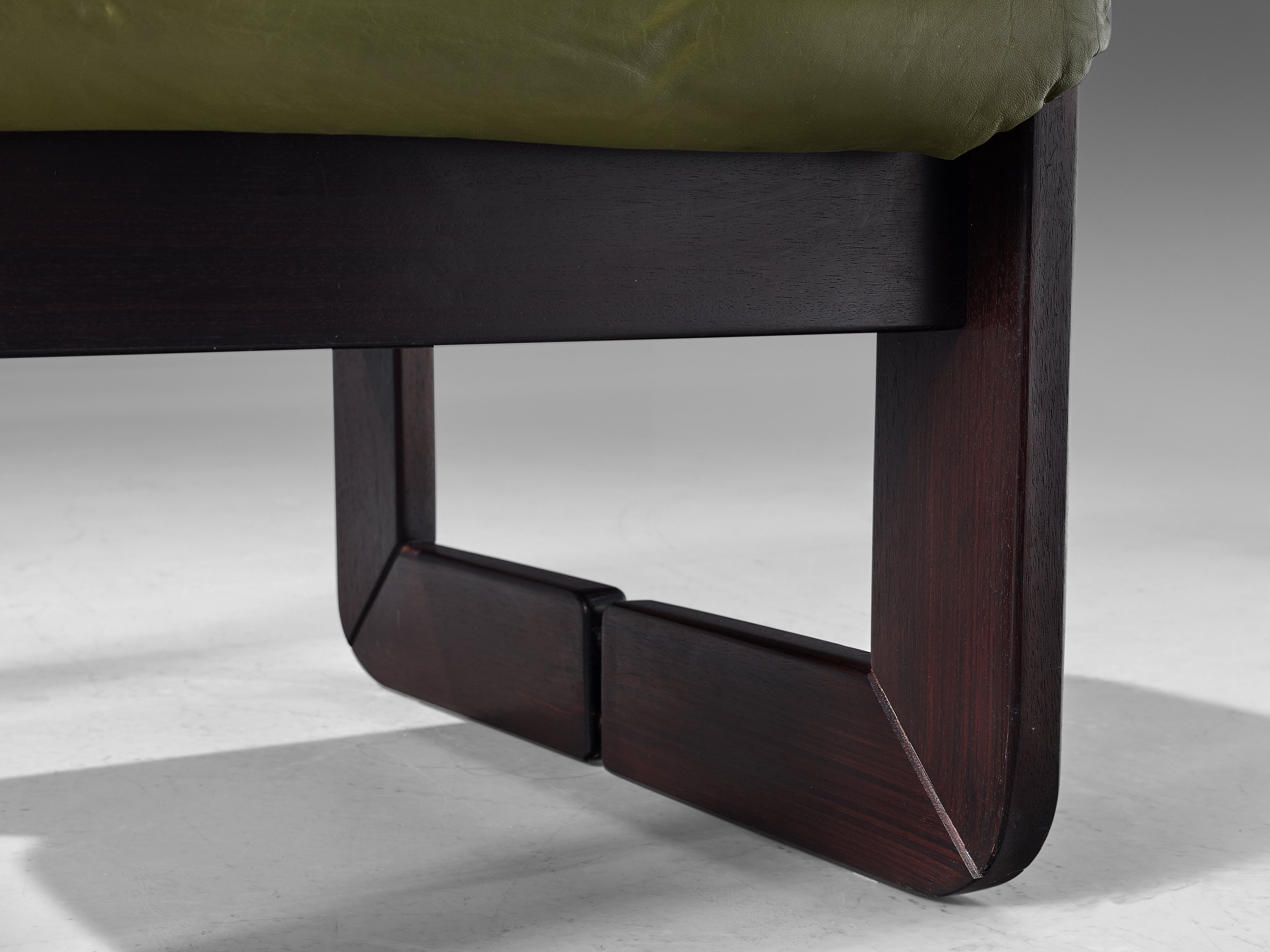 Percival Lafer Ottoman in Olive Green Leather Seating Morentz
