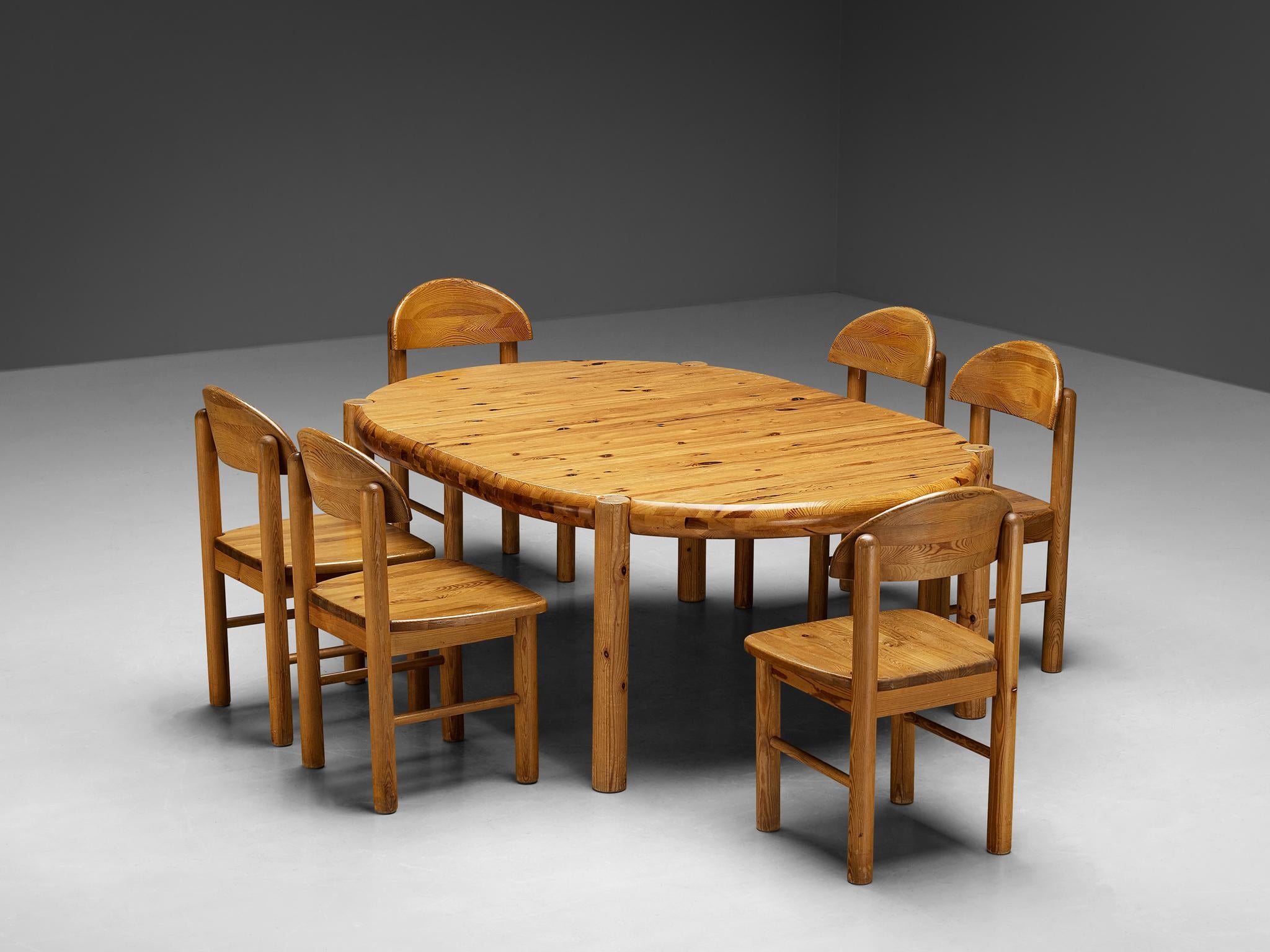 Rainer Daumiller Extendable Dining Table with Dining Chairs in Solid Pine