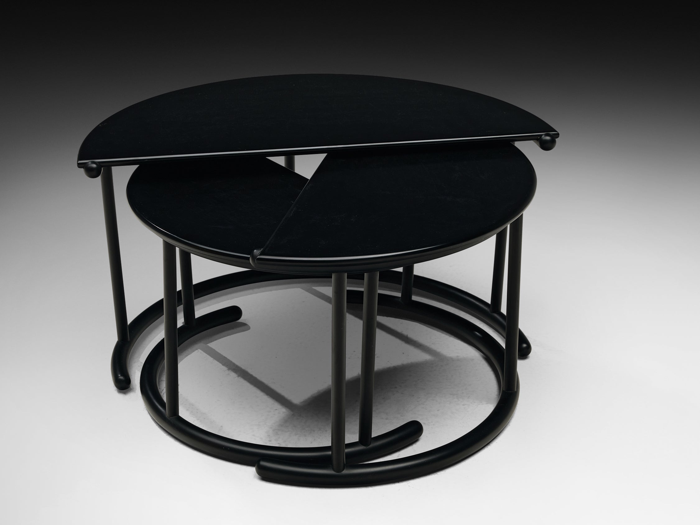 Gianfranco Frattini for Acerbis Nesting Tables 'Tria' in Black Tables Morentz