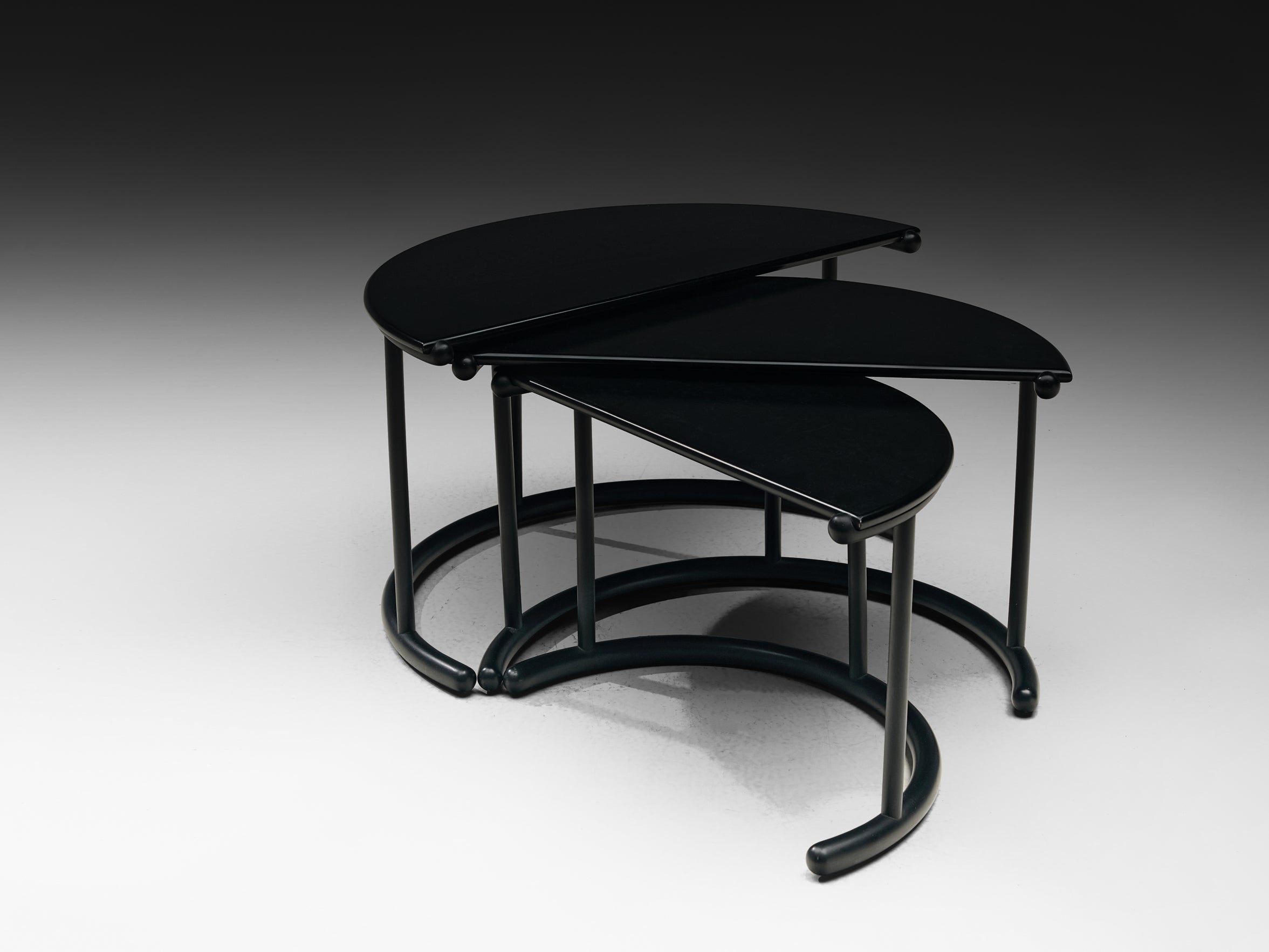 Gianfranco Frattini for Acerbis Nesting Tables 'Tria' in Black Tables Morentz