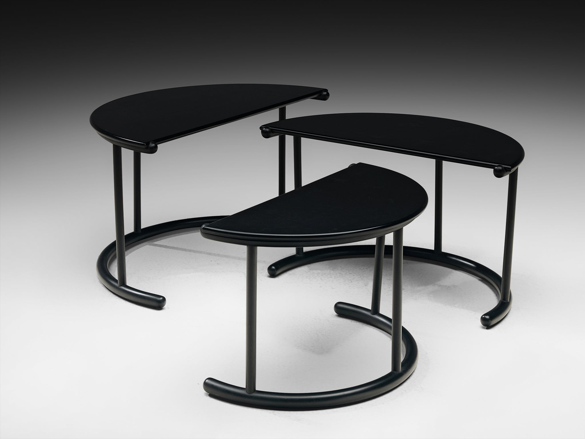 Gianfranco Frattini for Acerbis Nesting Tables 'Tria' in Black Tables Morentz