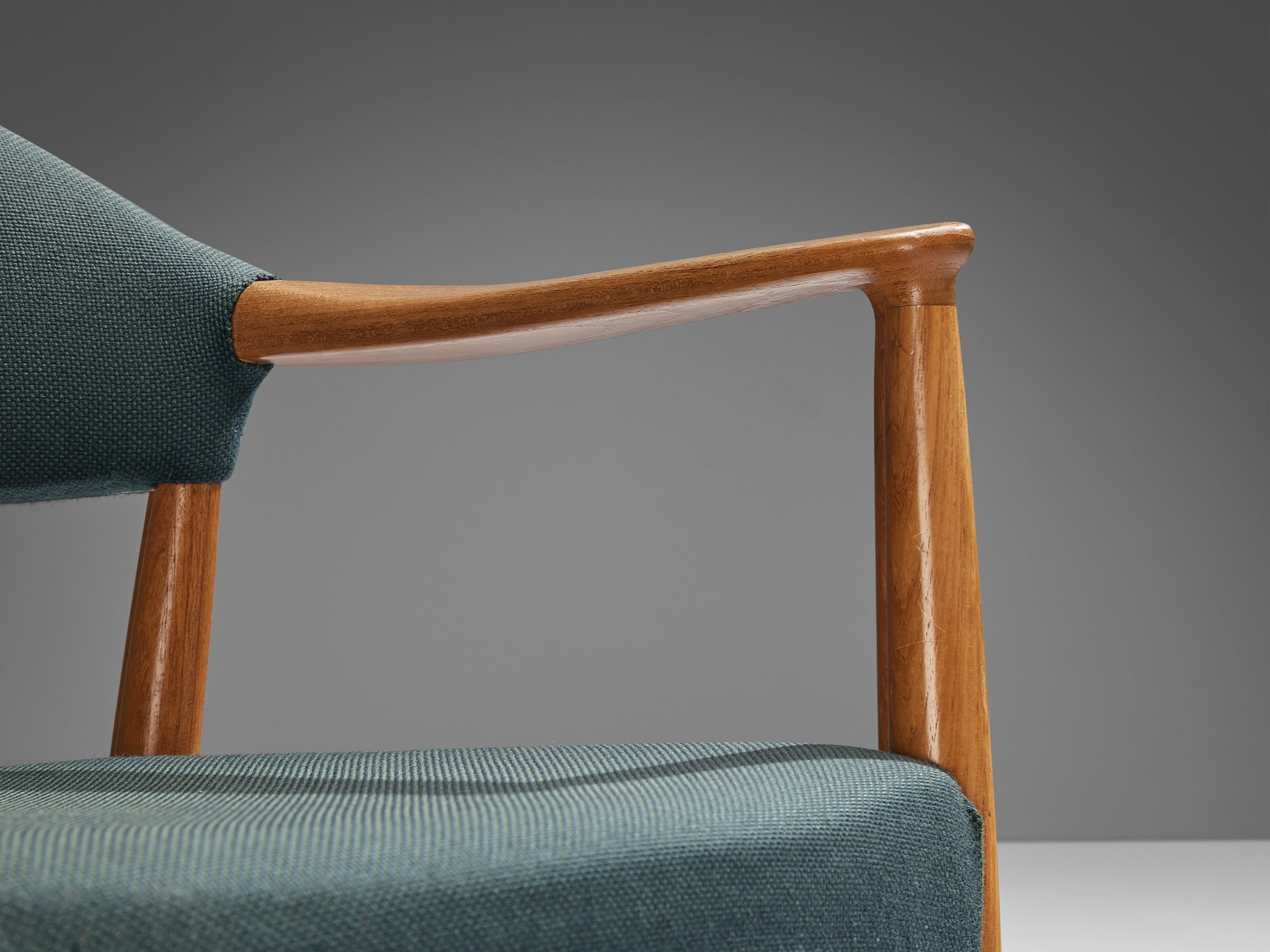 Kurt Olsen for Slagelse Mobelvaerk Armchairs in Teak and Green Upholstery seating Morentz