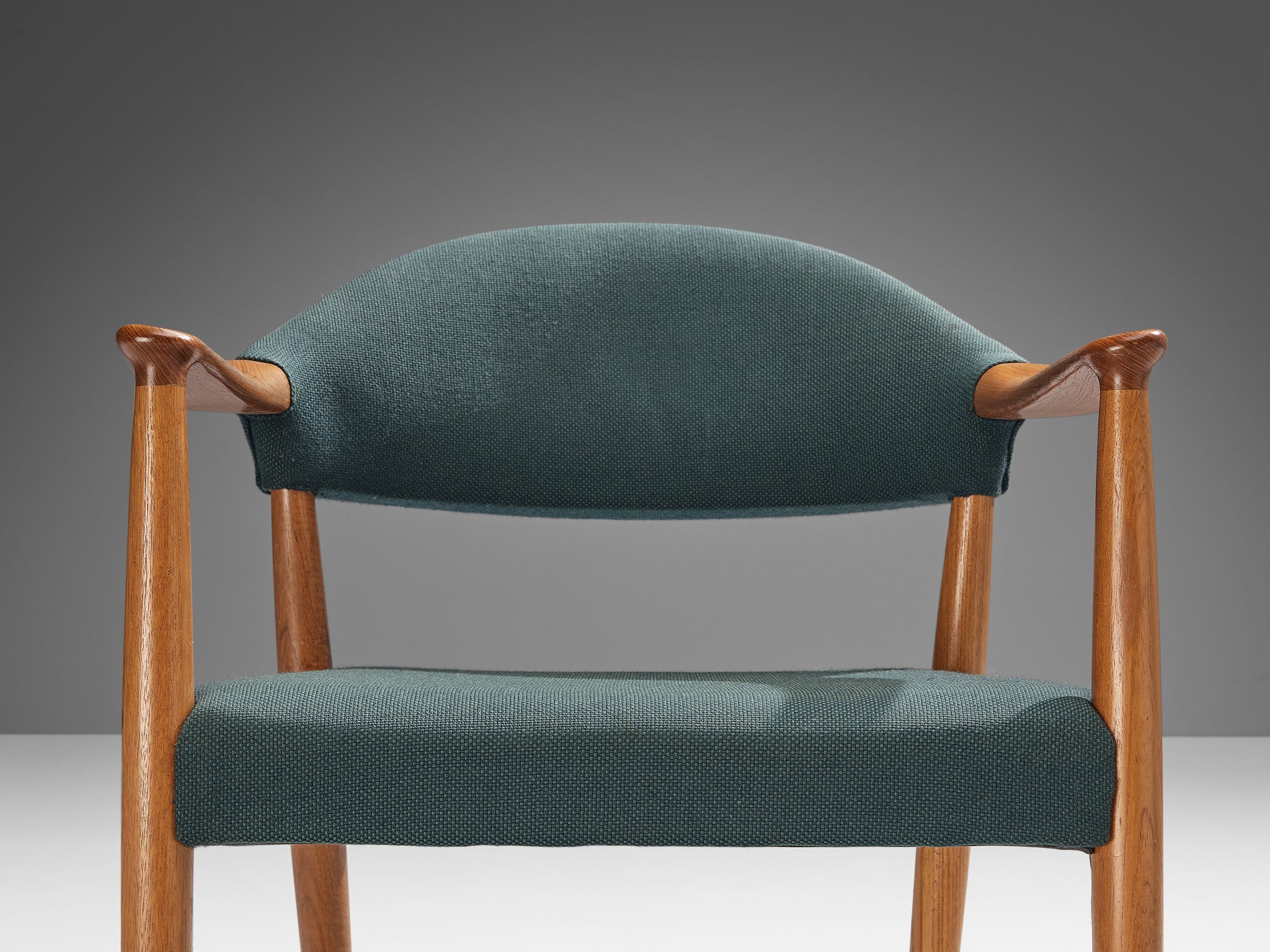 Kurt Olsen for Slagelse Mobelvaerk Armchairs in Teak and Green Upholst