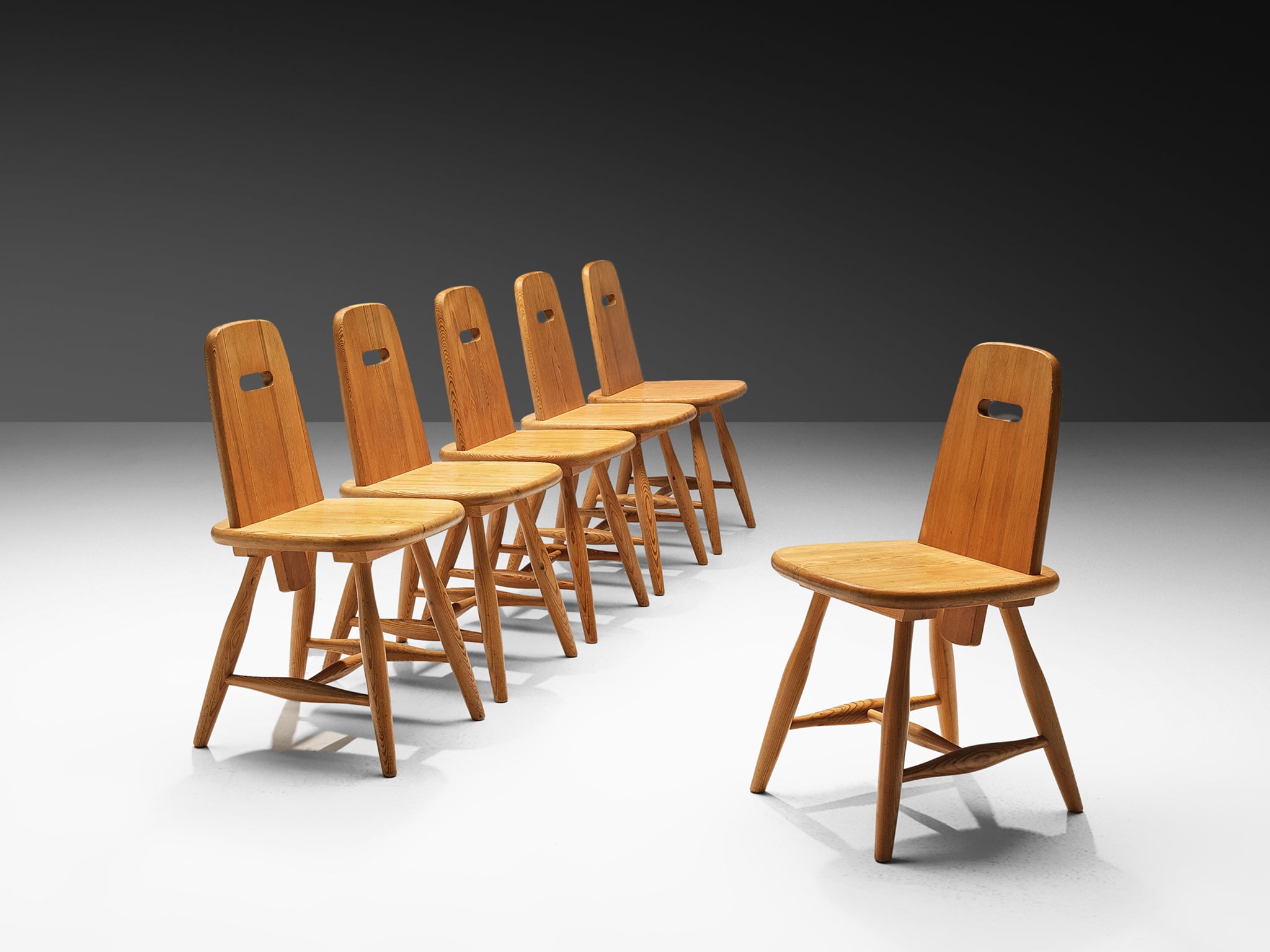 Eero Aarnio for Laukaan Puu Set of Six Dining Chairs in Solid Pine Seating Morentz
