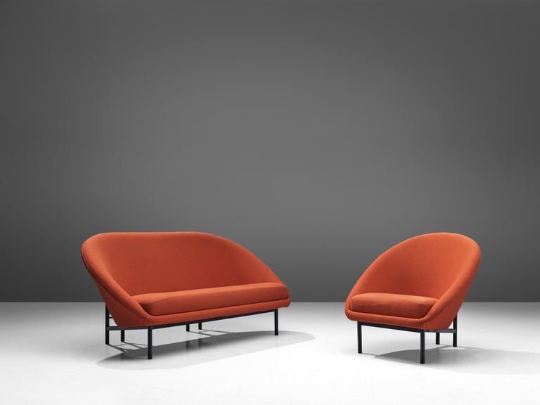 Theo Ruth for Artifort Sofa in Orange Red Upholstery