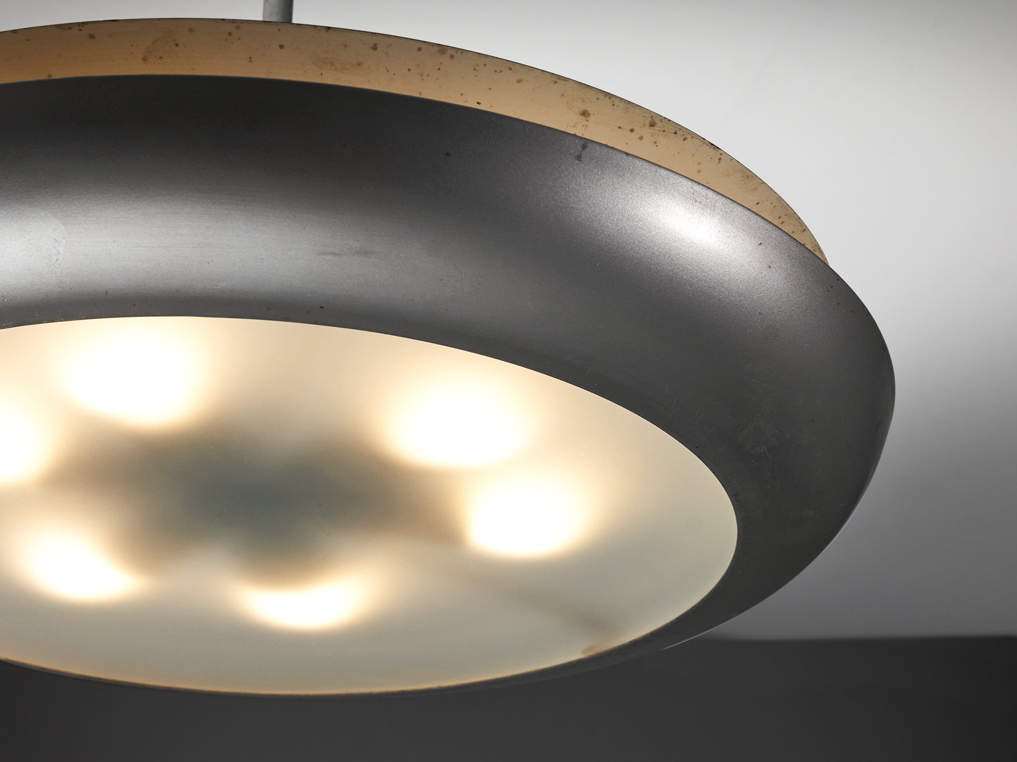 Josef Hurka for Napako Pendant Ceiling Light in Silver Steel and Glass Lighting Morentz
