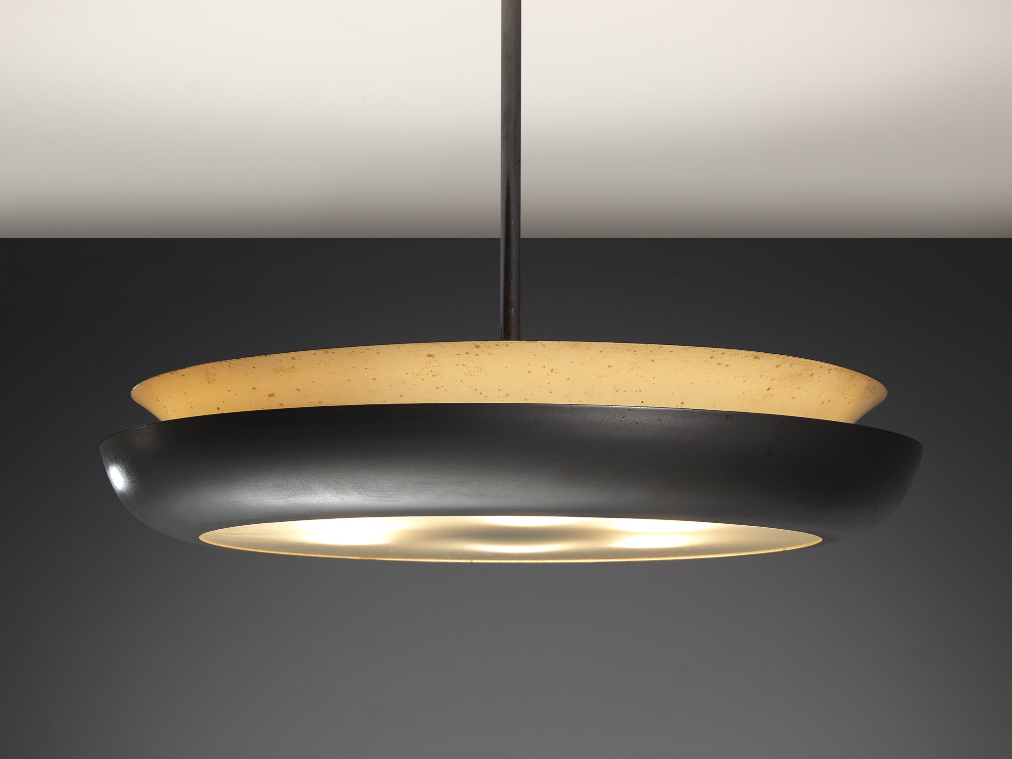 Josef Hurka for Napako Pendant Ceiling Light in Silver Steel and Glass Lighting Morentz