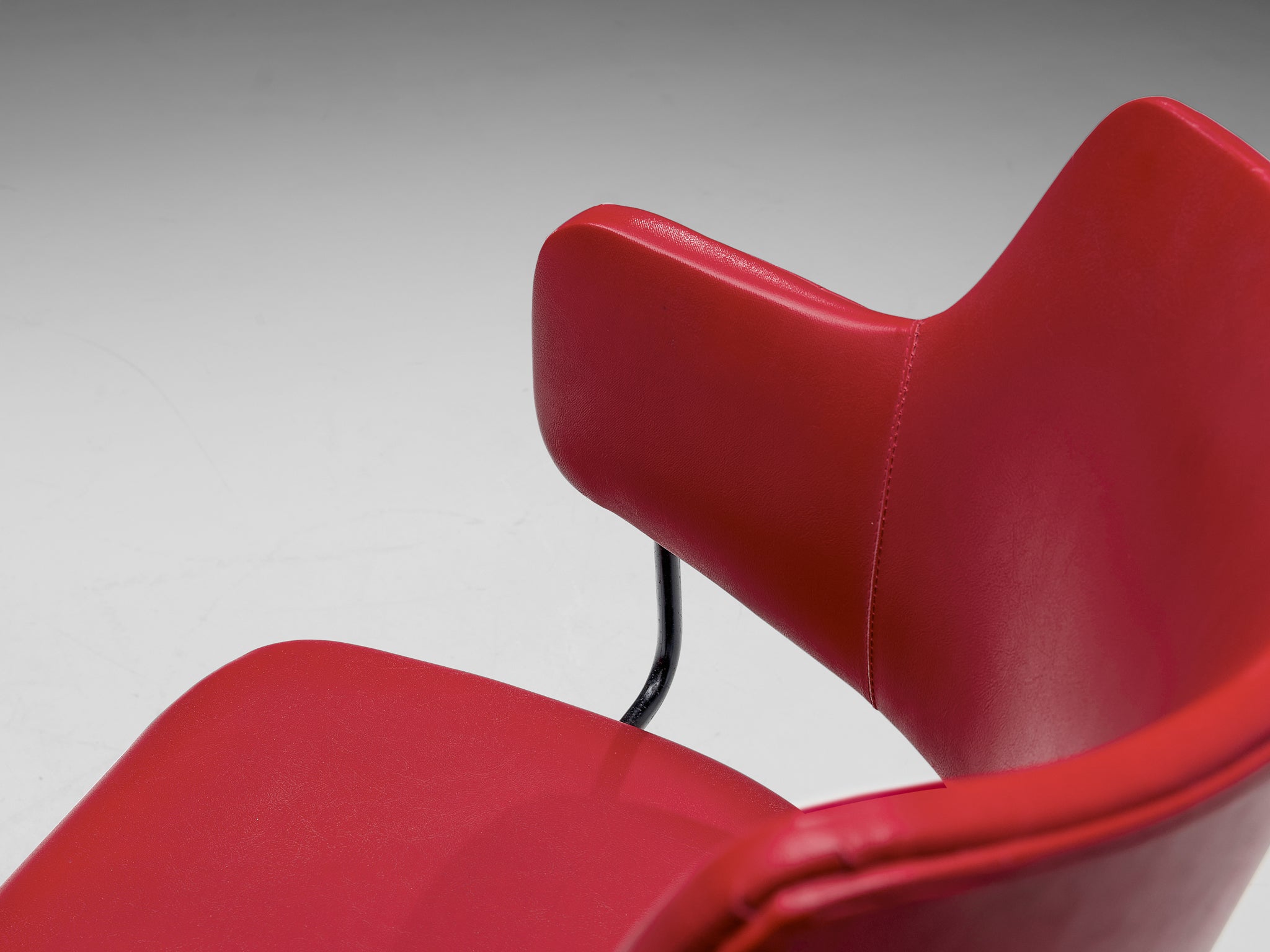 Wim Rietveld & W.H. Gispen for Kembo '205' Dining Chairs in Red Upholstery Seating Morentz